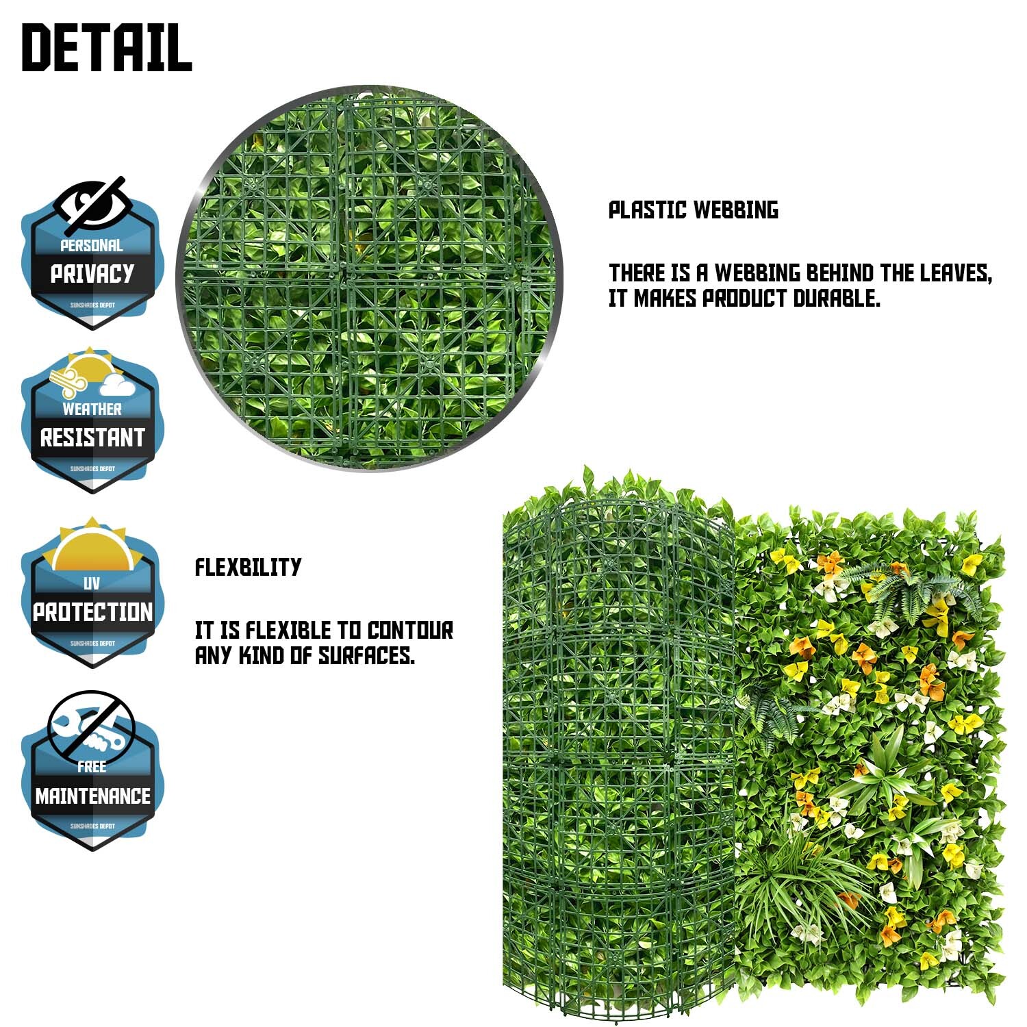 40″ Artificial Faux 3D Mix Leaves Wall Panel Fence Screen Home Outdoor Decor #06