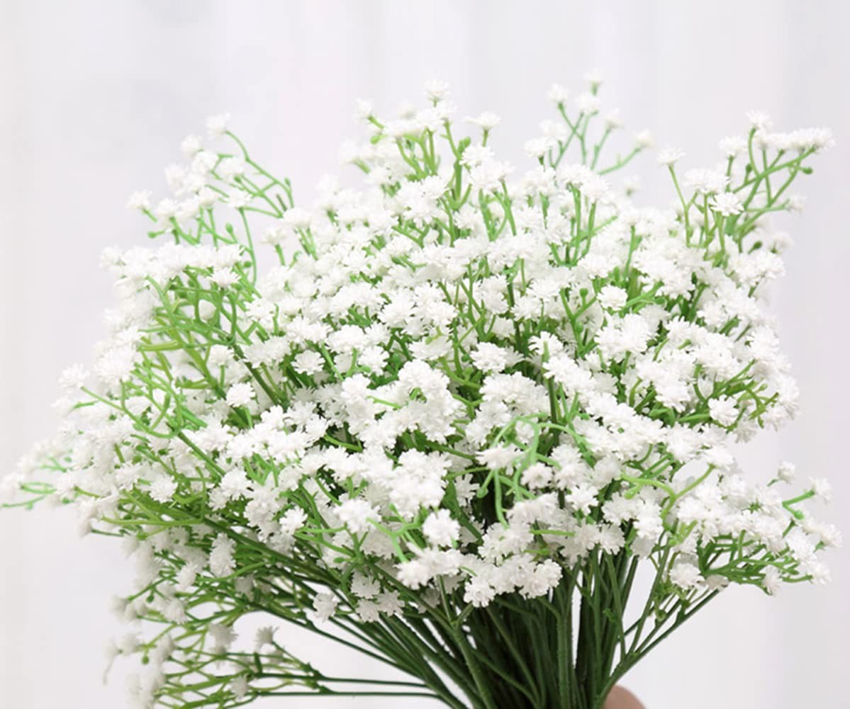 9 Piezas De Flores Artificiales De Aliento De Bebe De Tallo Largo Falsas Rea…