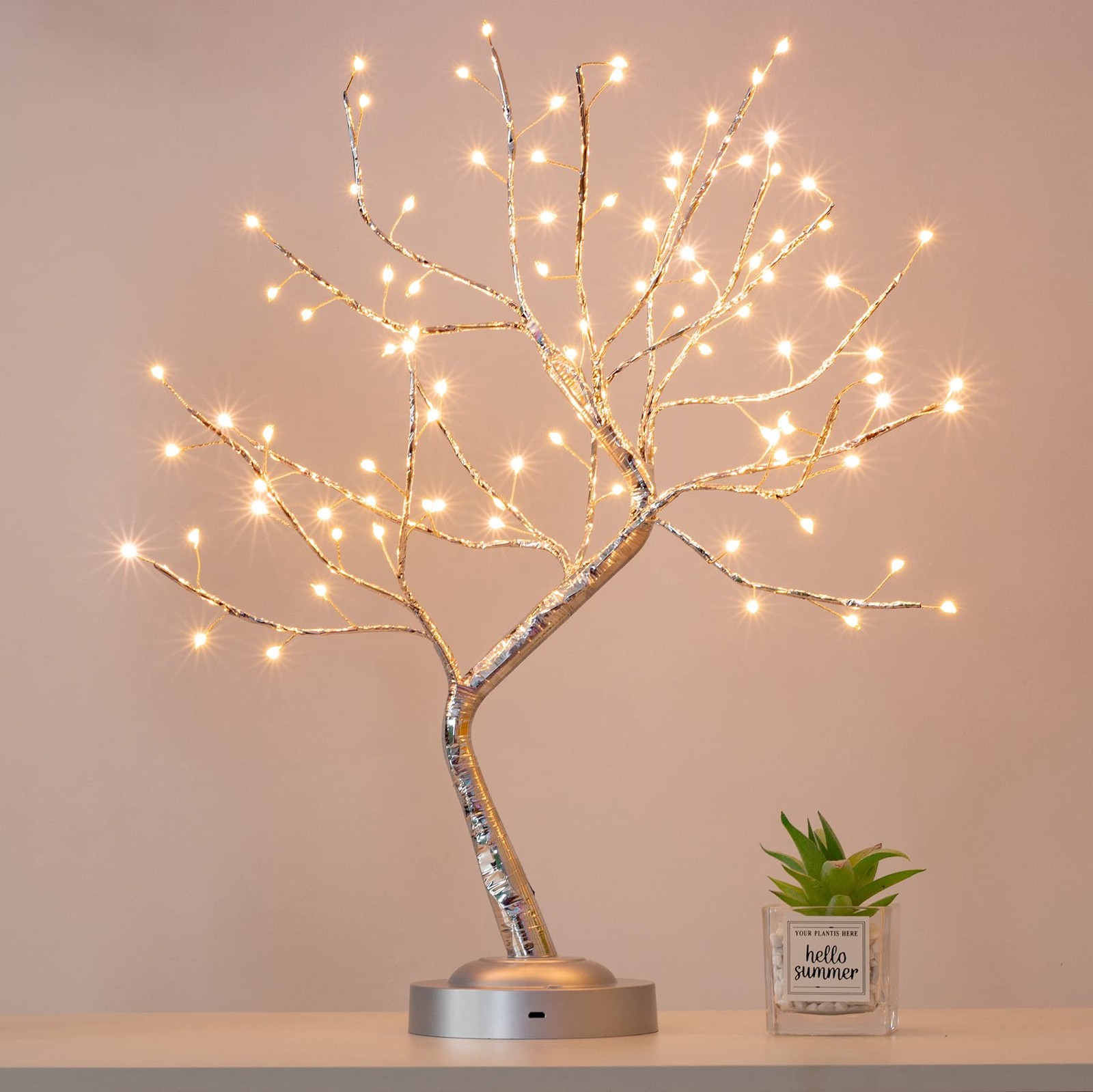 90 LED Bonsai Tree Light Tabletop Artificial Lamp Battery USB Warm White Glow
