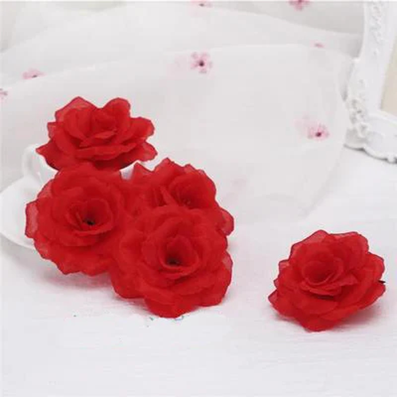 10Pcs Black Silk Rose Flower Heads for Wedding Decor – 8Cm