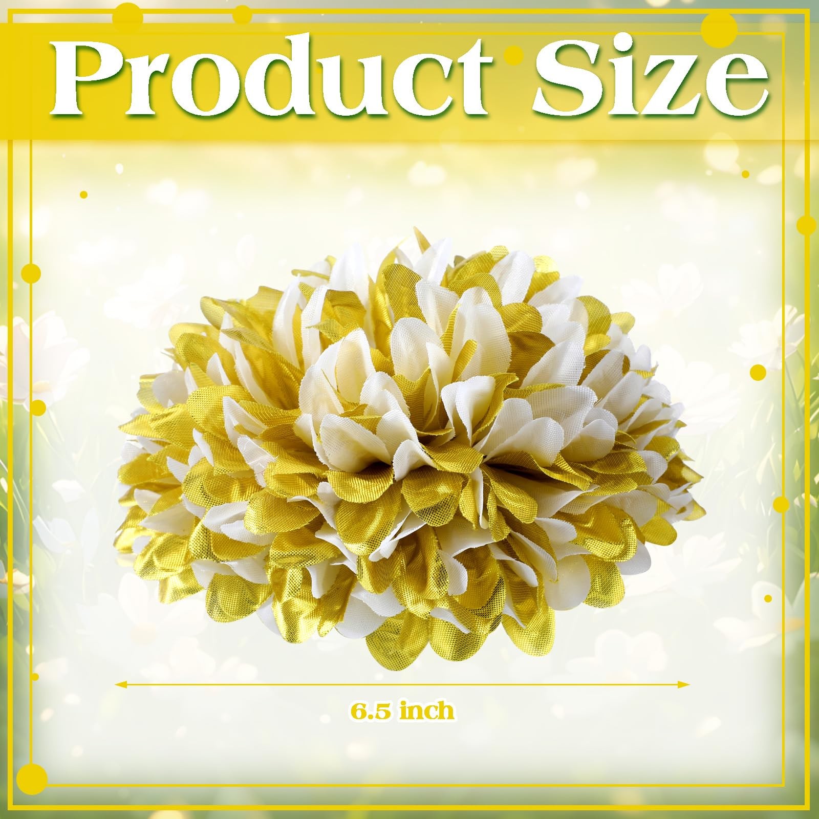 3 Pcs Gold and White Homecoming Mum Flowers 6.5″ Silk Homecoming Mum Supplies…