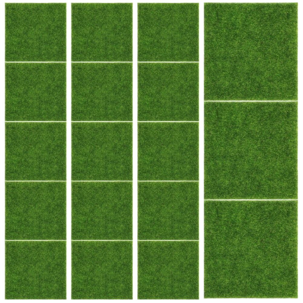 18Pcs Synthetic Grass Patch PVC for Crafts Mini Landscape Lawn Decor