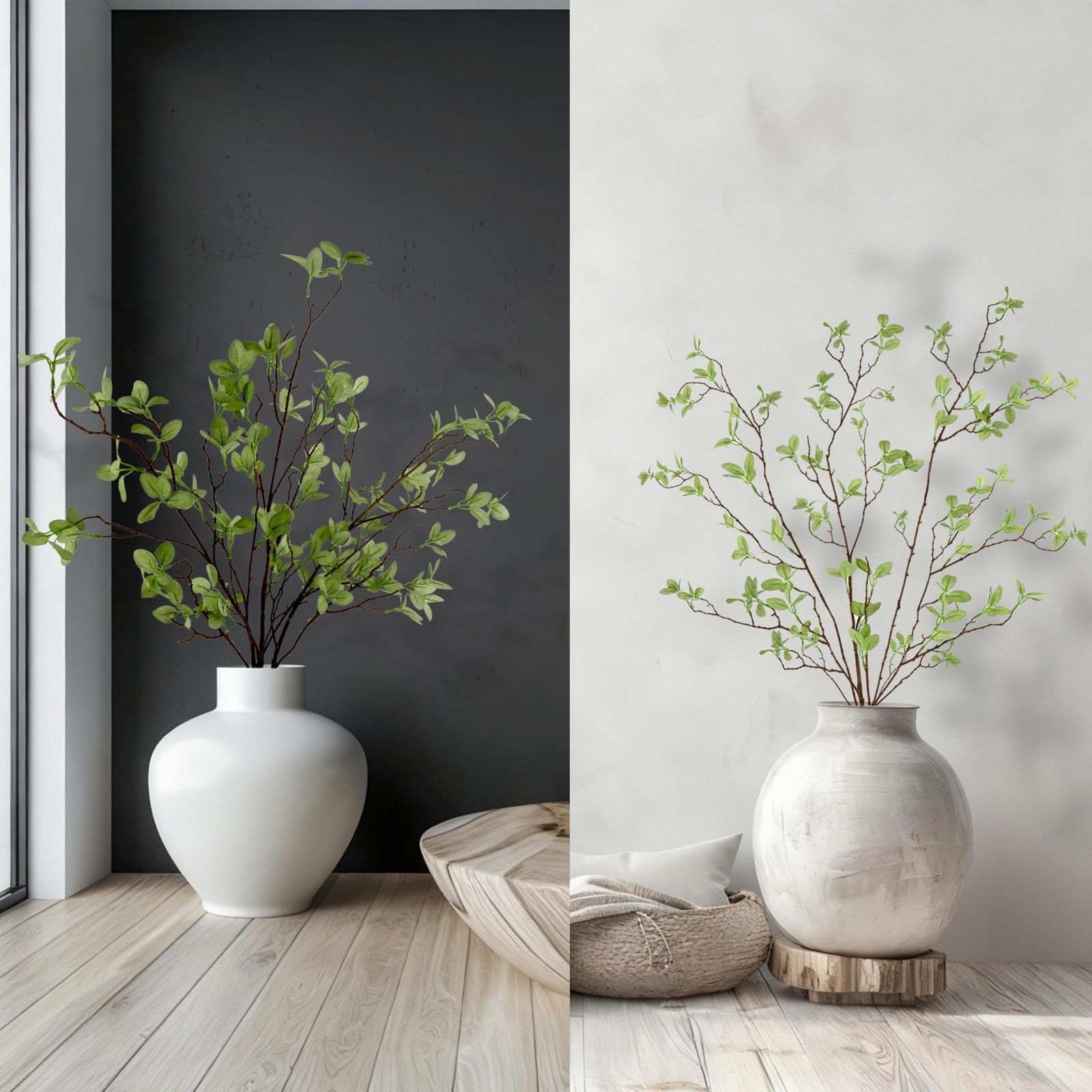 3 Pcs Artificial Eucalyptus Stems – 43 Inch Long Faux Eucalyptus Branches for…