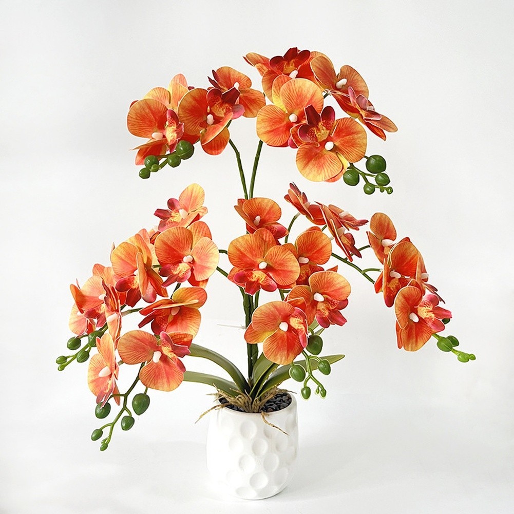 45cm Tall Faux Phalaenopsis Orchid with 36 Blooms for Decorative Display