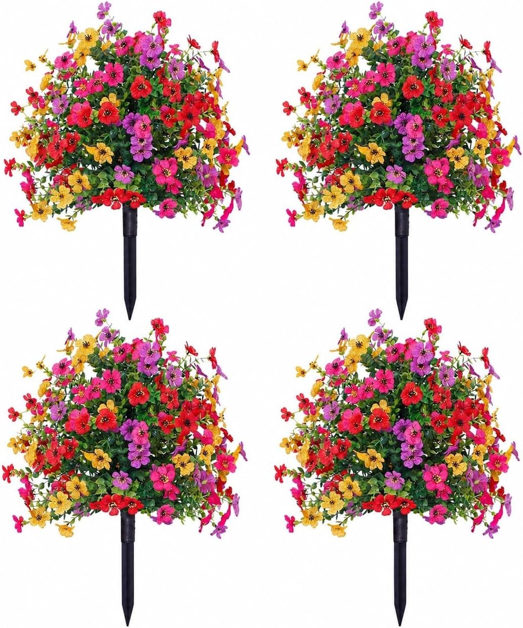 Artificial Flowers for Outdoors, UV Resistant Faux Topiary Ball Plants with G…