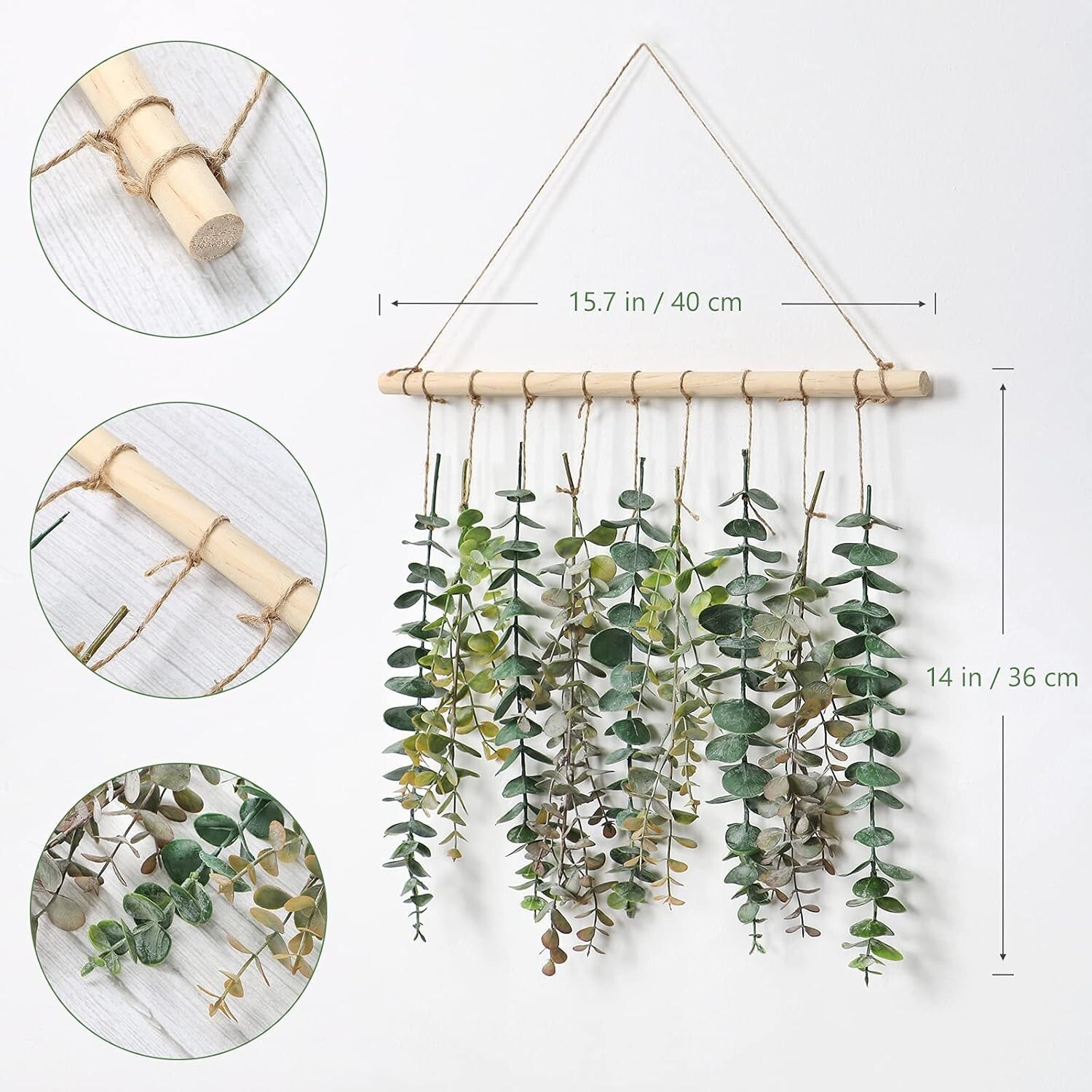 Versatile Bohemian Eucalyptus Wall Decor with Easy Installation – Green-2