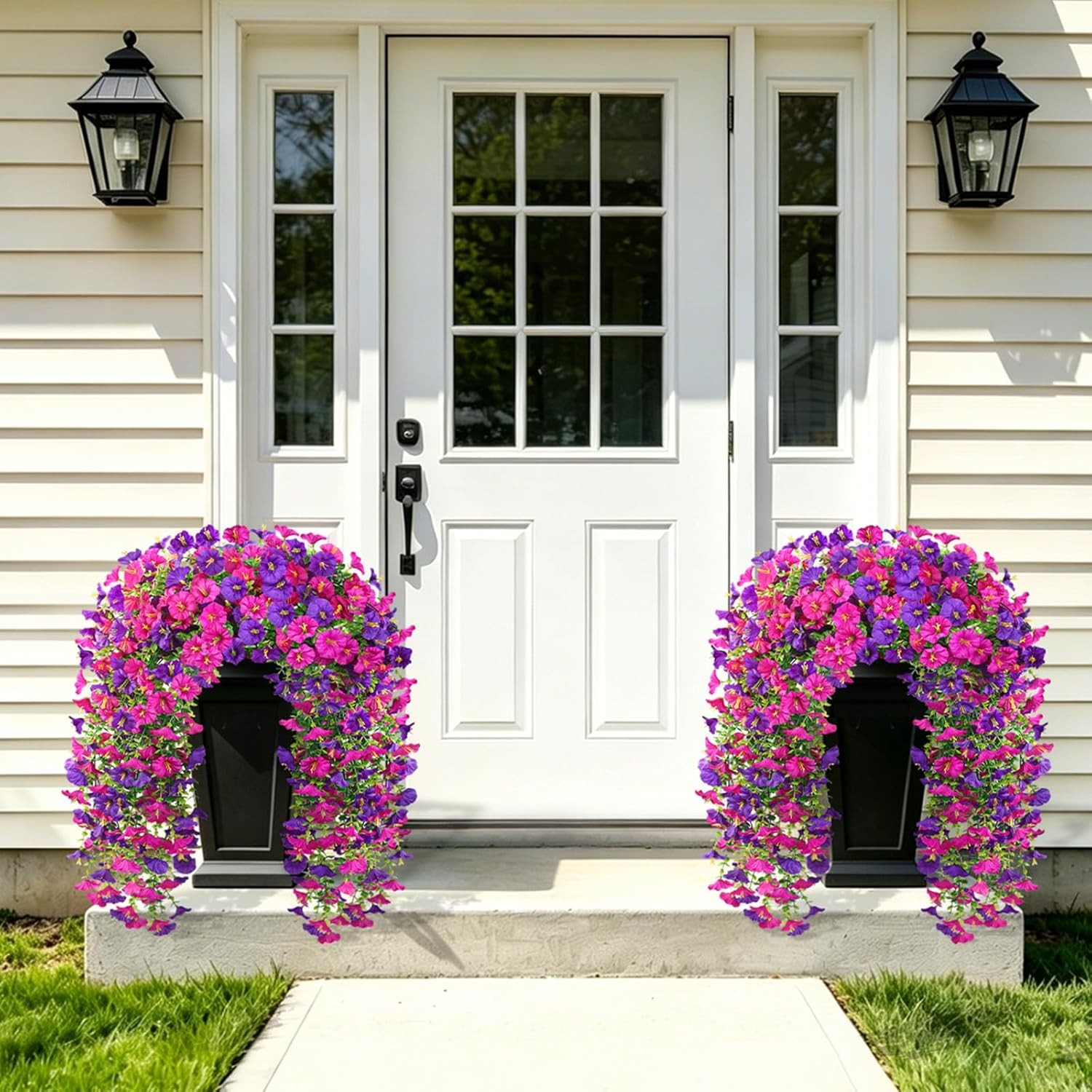 Artificial Flowers for Outdoors, 6-Pack 420 Blooms UV Resistant Hanging Morning