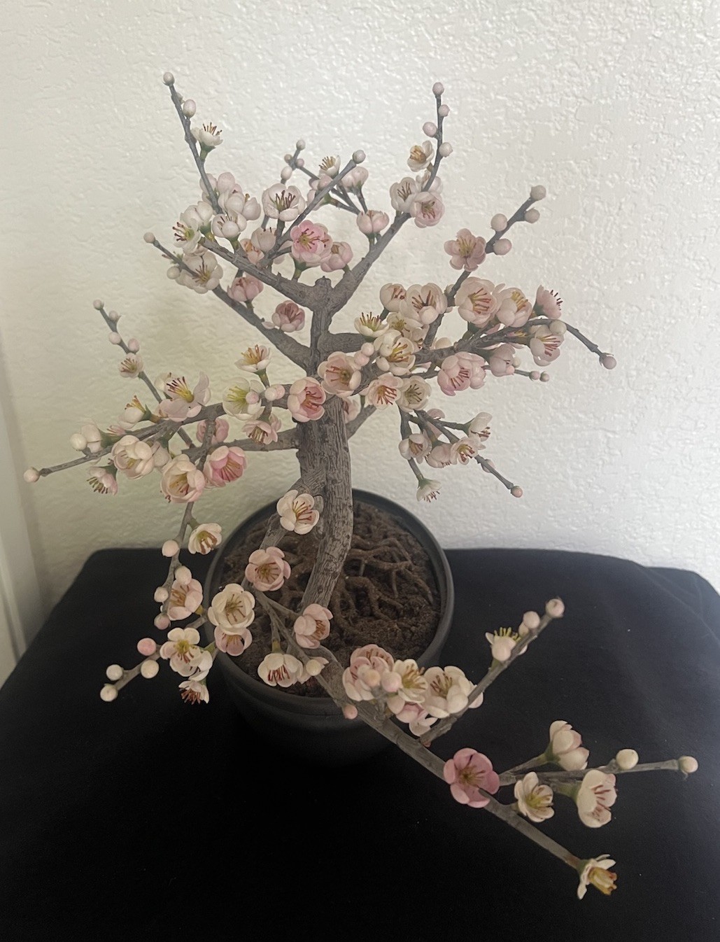 15” Cherry Blossom Bonsai Styled Artificial Tree w/Decor Planter