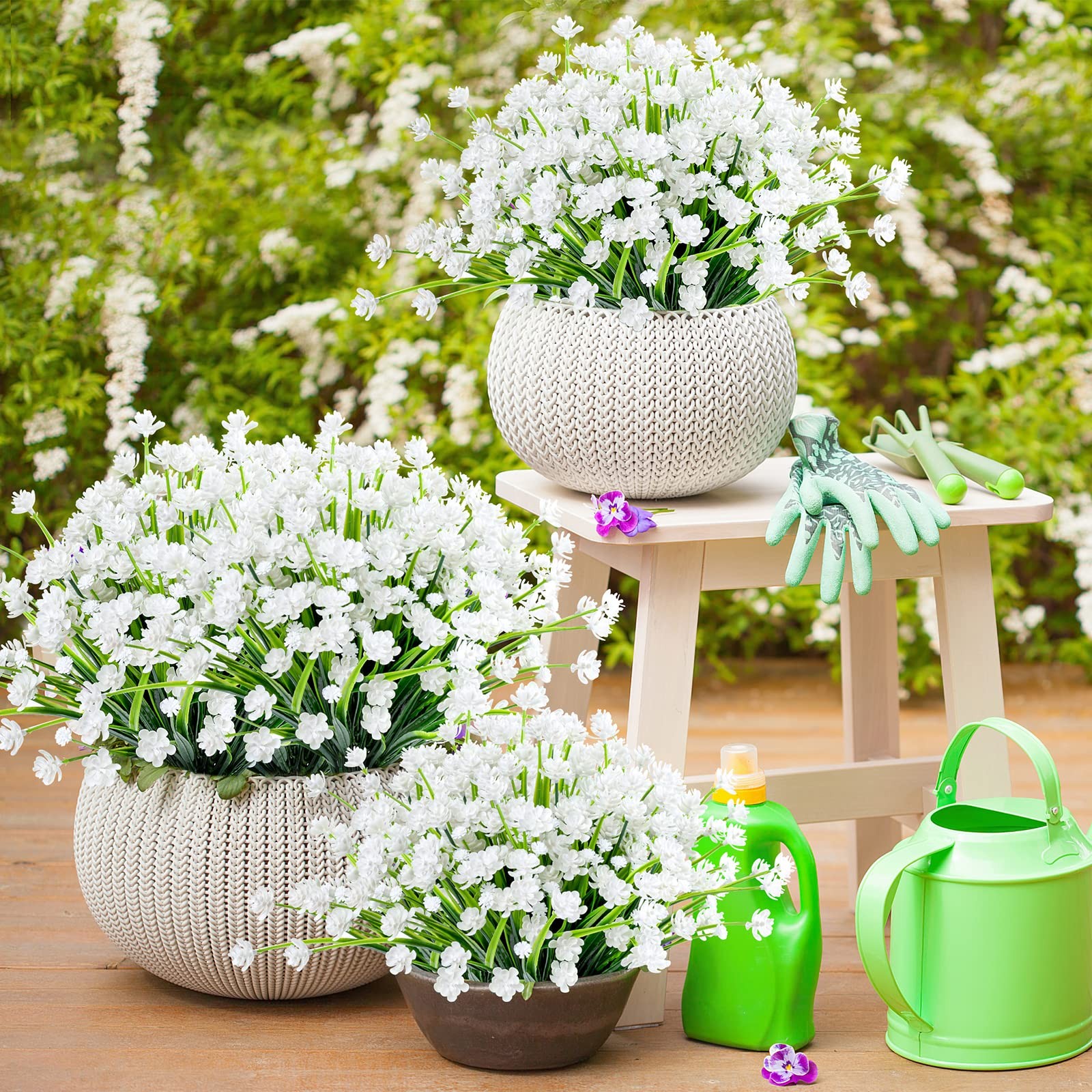 20 Bundles Artificial Flowers Outdoor Spring Summer Decoration UV Resistant