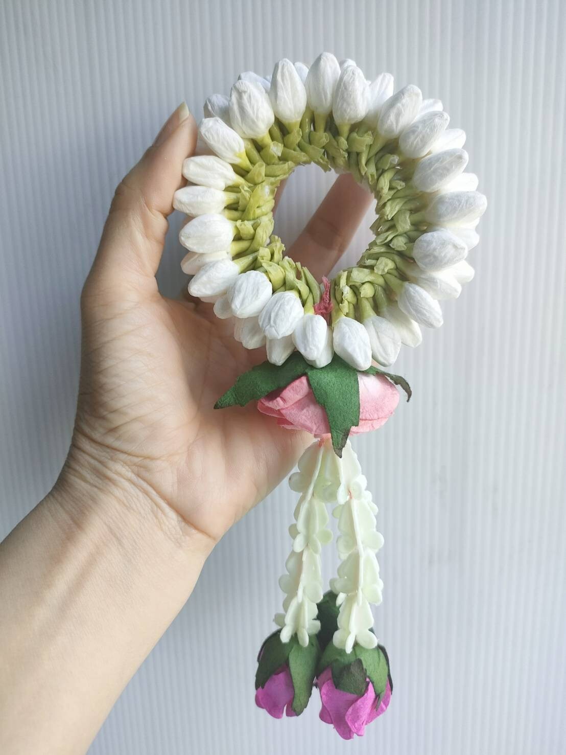Garland Artificial Jasmine flowers Tissue Paper Fragrant Glue White Round Ubamal