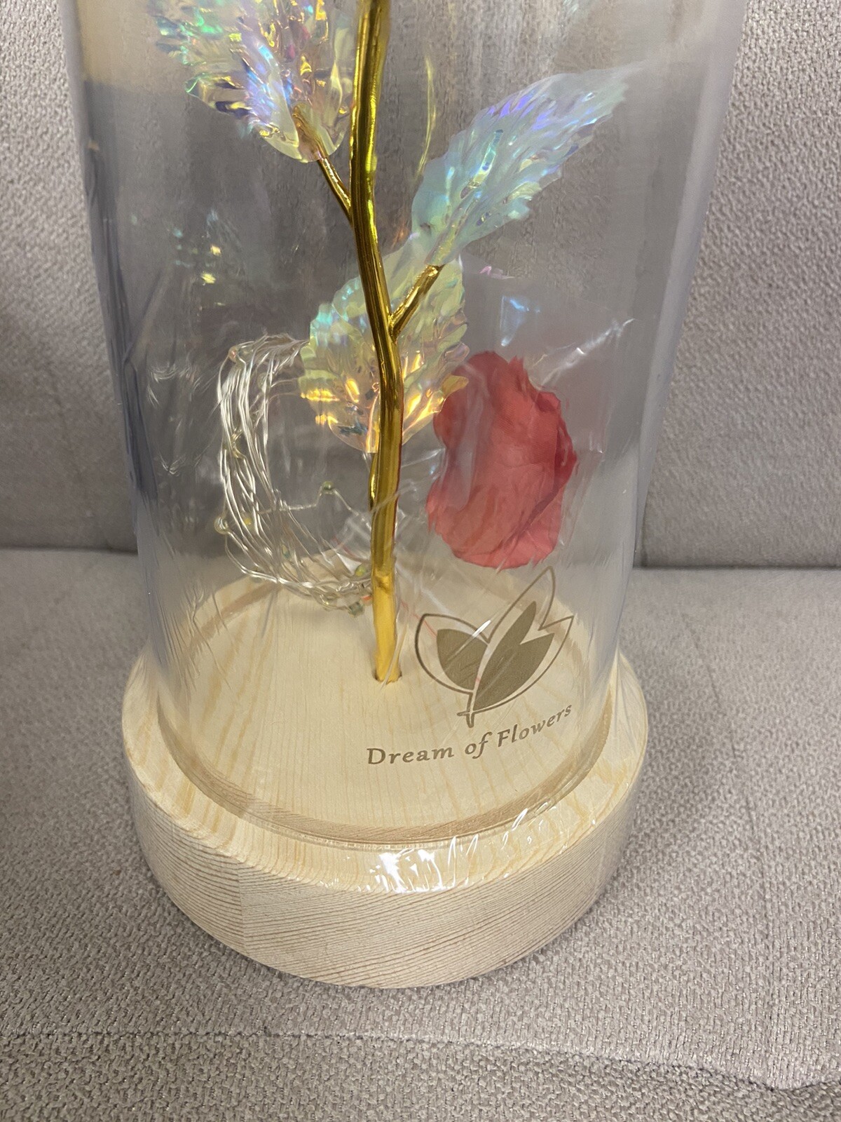 DREAM OF FLOWERS Gold Artificial Rose LED in Box LOVE Valentine