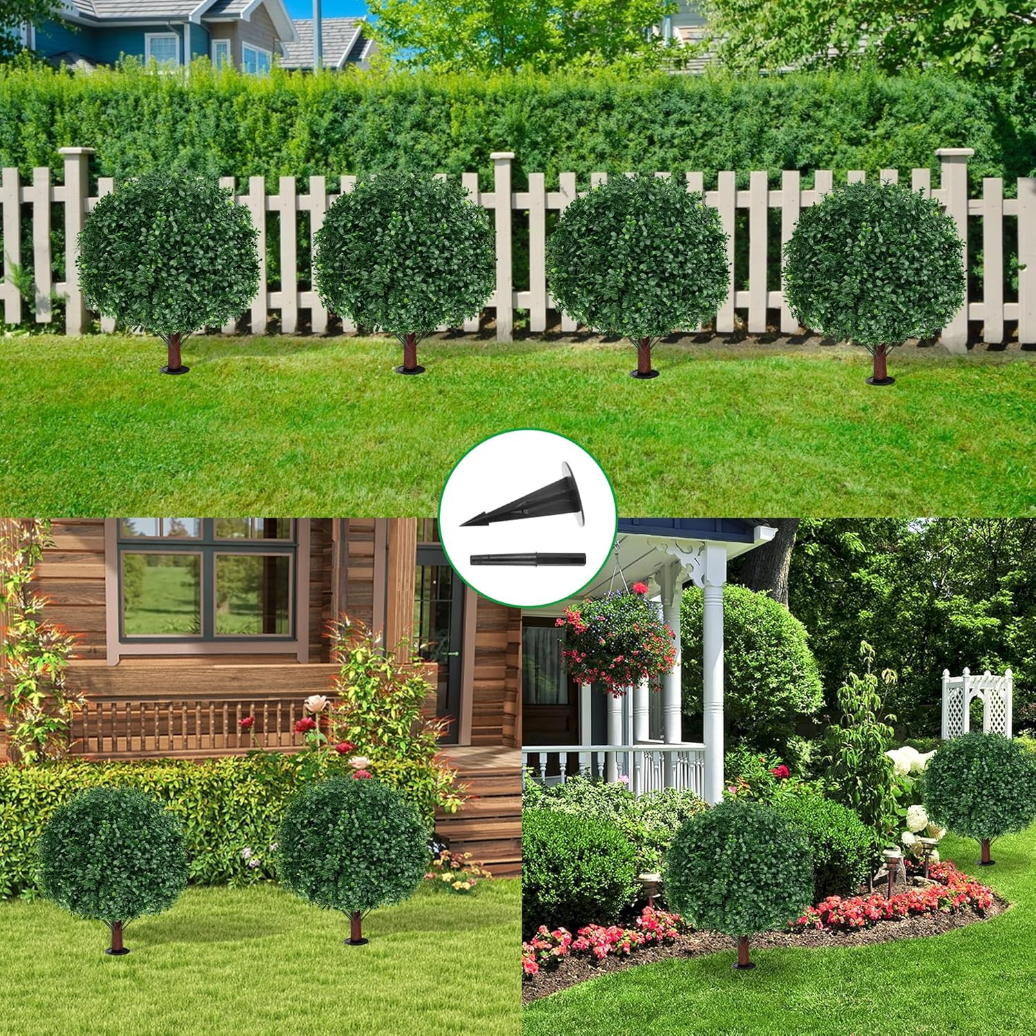 Set of 2 UV Resistant Artificial Boxwood Topiary Balls for Indoor/Outdoor Use
