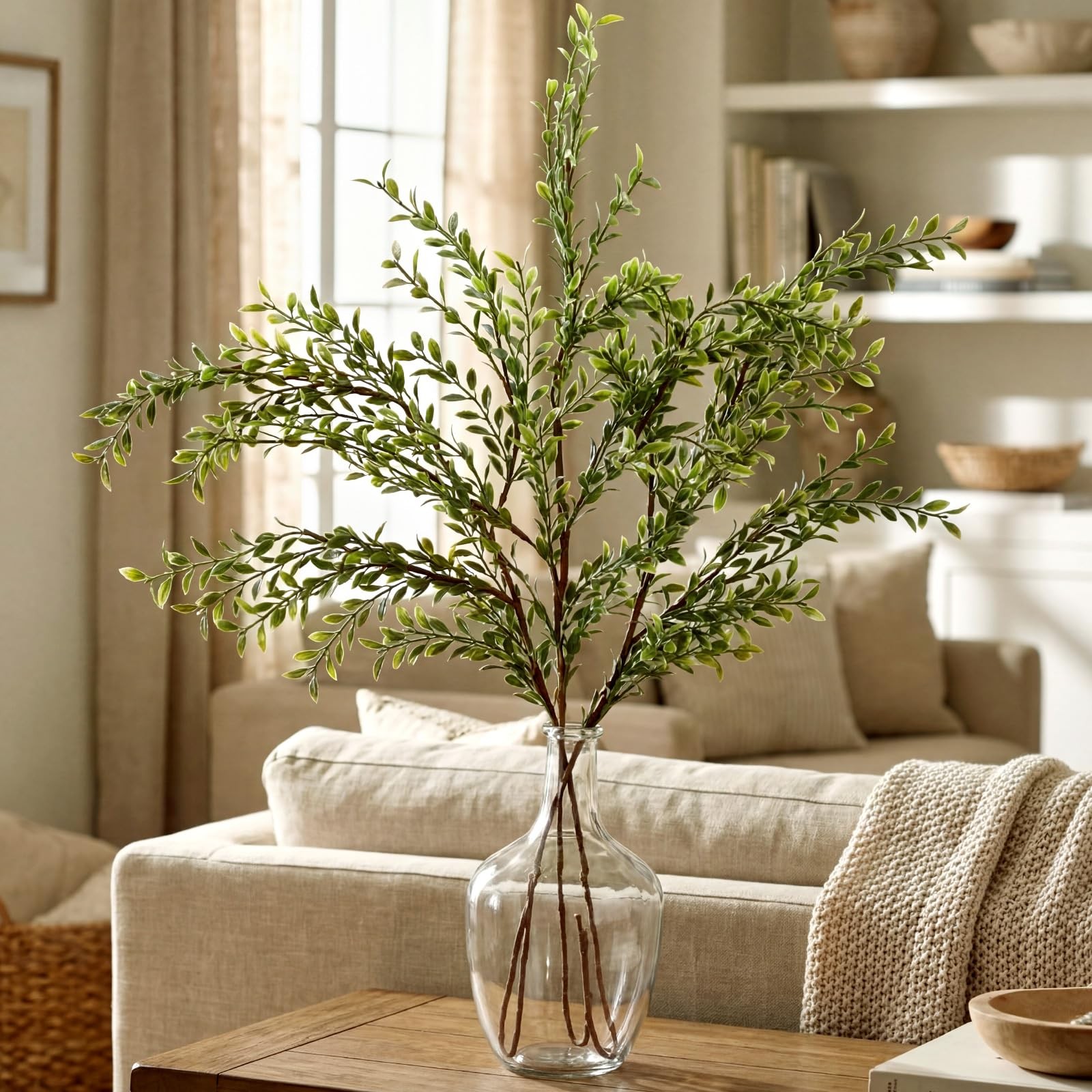 43″ Artificial Eucalyptus Branches for Summer Home Decor, Tall Faux Greenery …