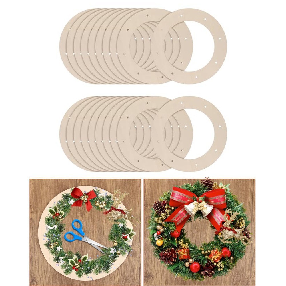 Wooden Wreath Frames 20 Pack Shape with Holes for Craft Projects