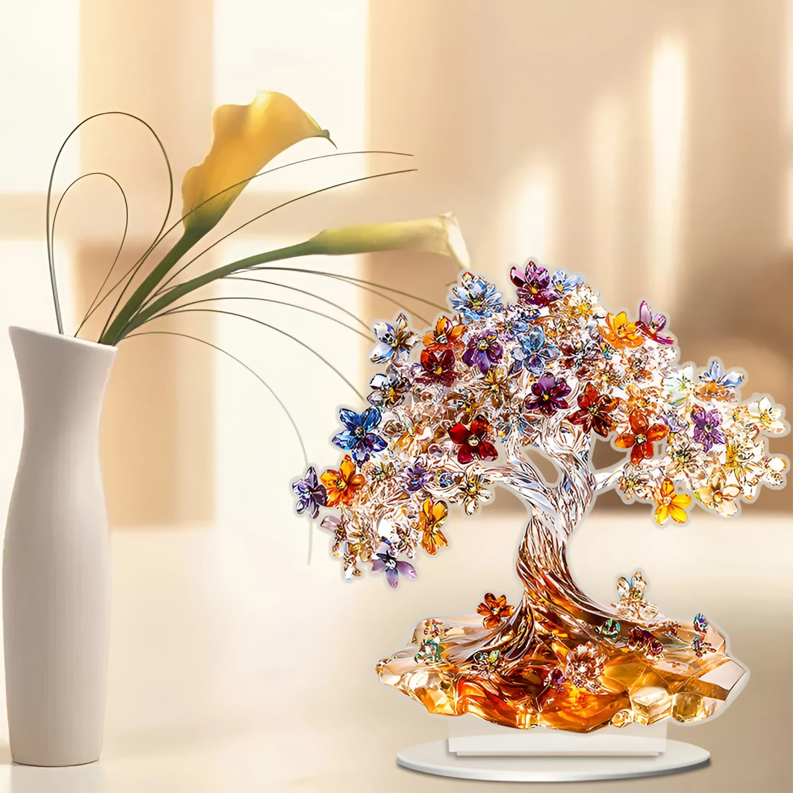8 Inch Acrylic 2D Tree of Life for Positive Energy, Good Luck, Money, Fengshui B