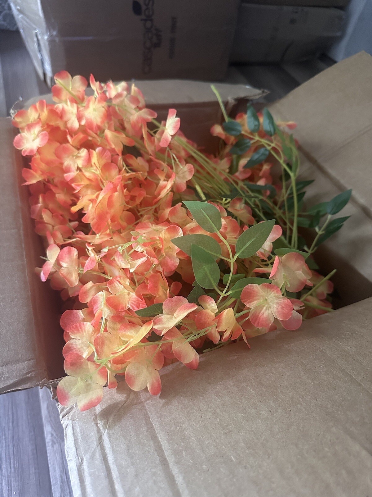Wisteria Hanging Flowers 3.6 Ft Wisteria Vine Artificial Orange 12 Plus Pieces