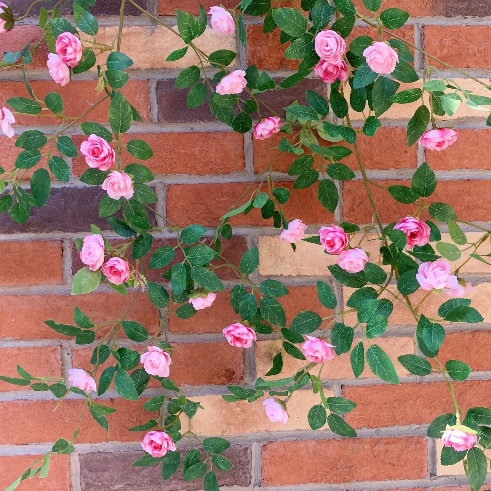 6FT Bendable Pink Rose Flower Garland, Artificial Silk Wild Roses Vine Leaves…