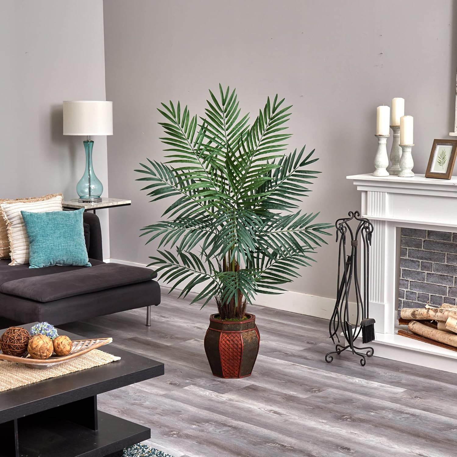 5Ft Areca Palm Artificial Tree in Stylish Weave Planter – Perfect Home Decor