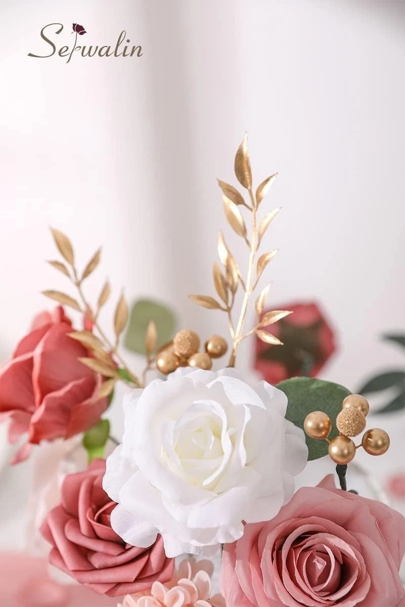 Luxury 2 Boxes Silk Pink Dahlia Roses Flowers For Wedding Bridal Bouquet