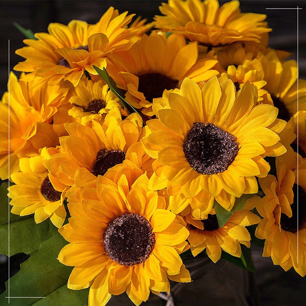 Artificial Sunflowers Bouquet Fake Silk Flowers Home Office Party Wedding Decor