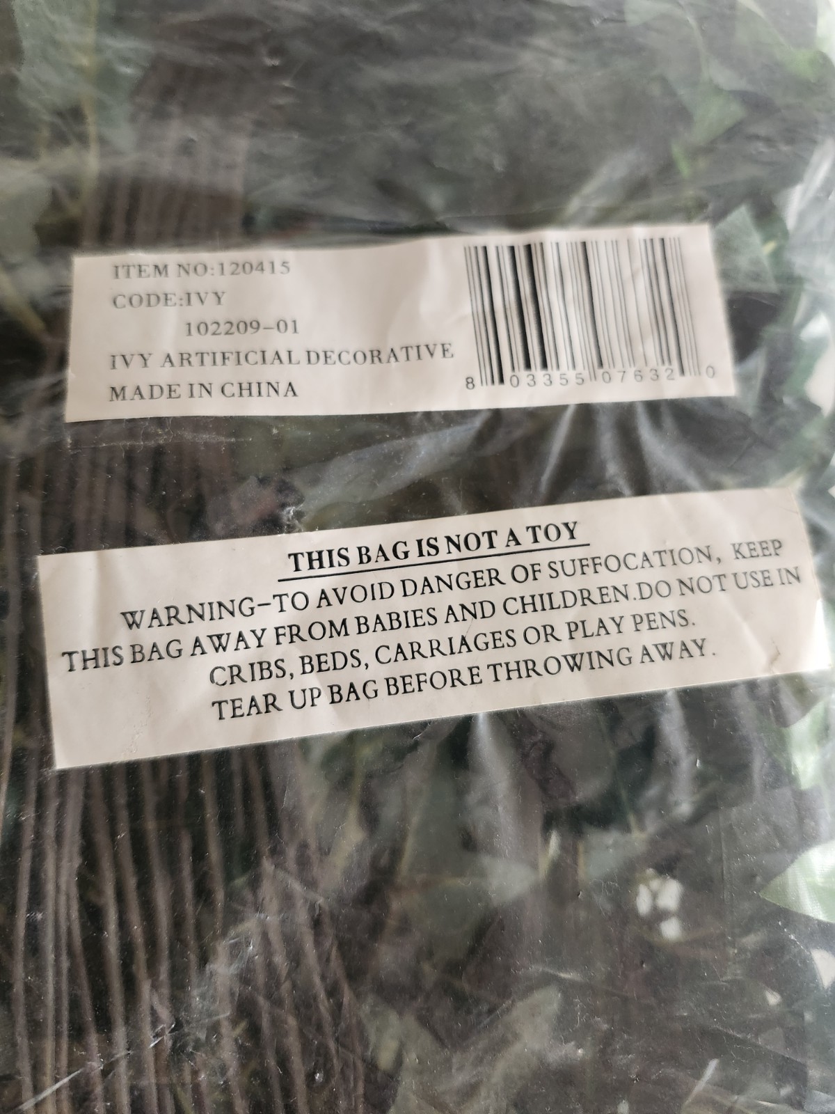New Artificial Silk Faux Green Ivy Plant Pick Stem Bunch Approx 31″ 14″ Inches