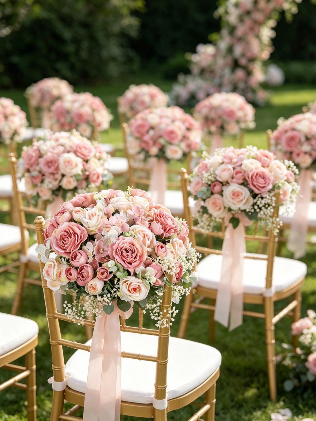 Pink Artificial Silk Rose Bouquet One Size For Wedding Home Decor