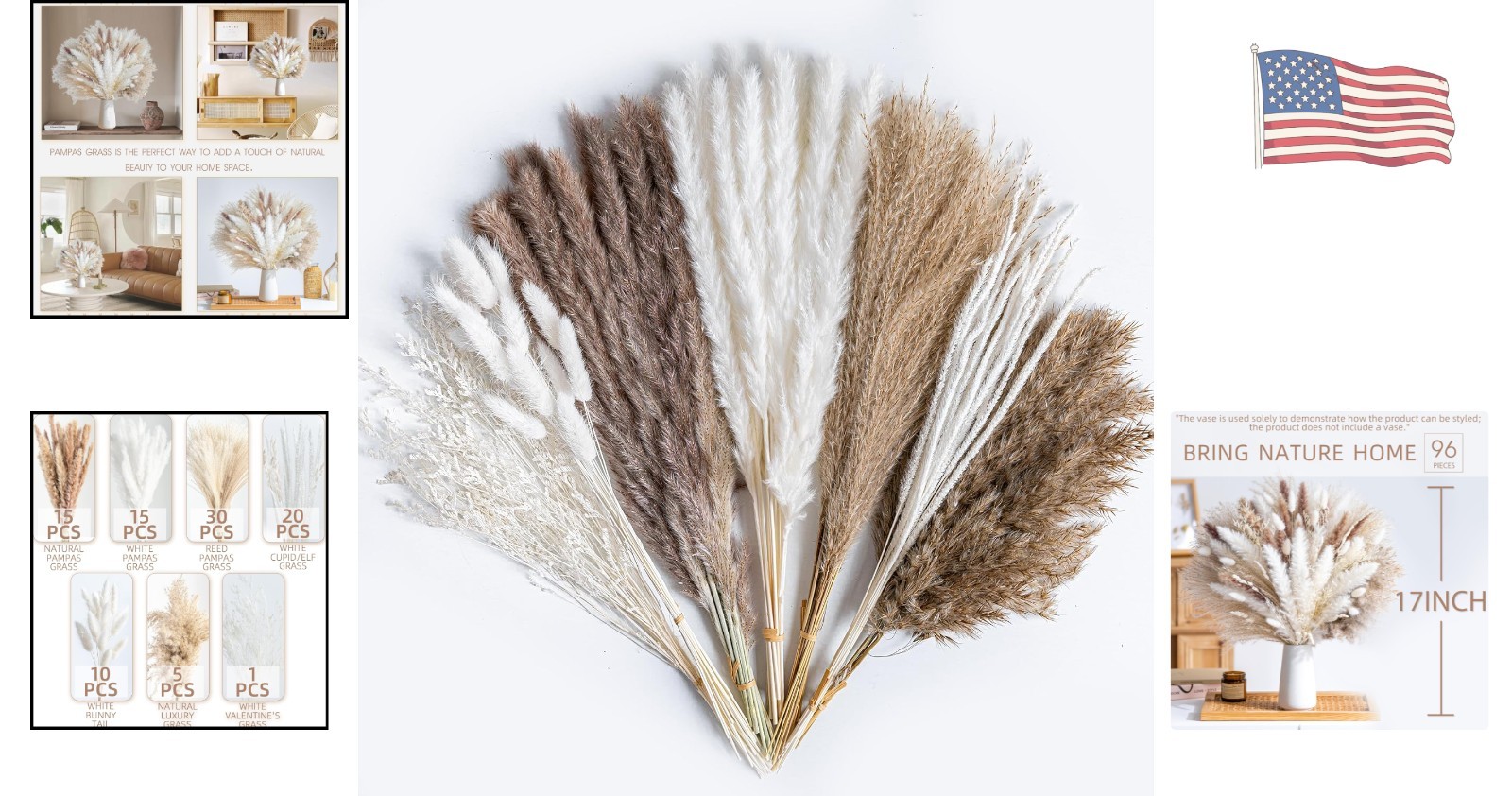 Natural Dried Pampas Grass – 96PCS Bohemian Floral Arrangement for Weddings