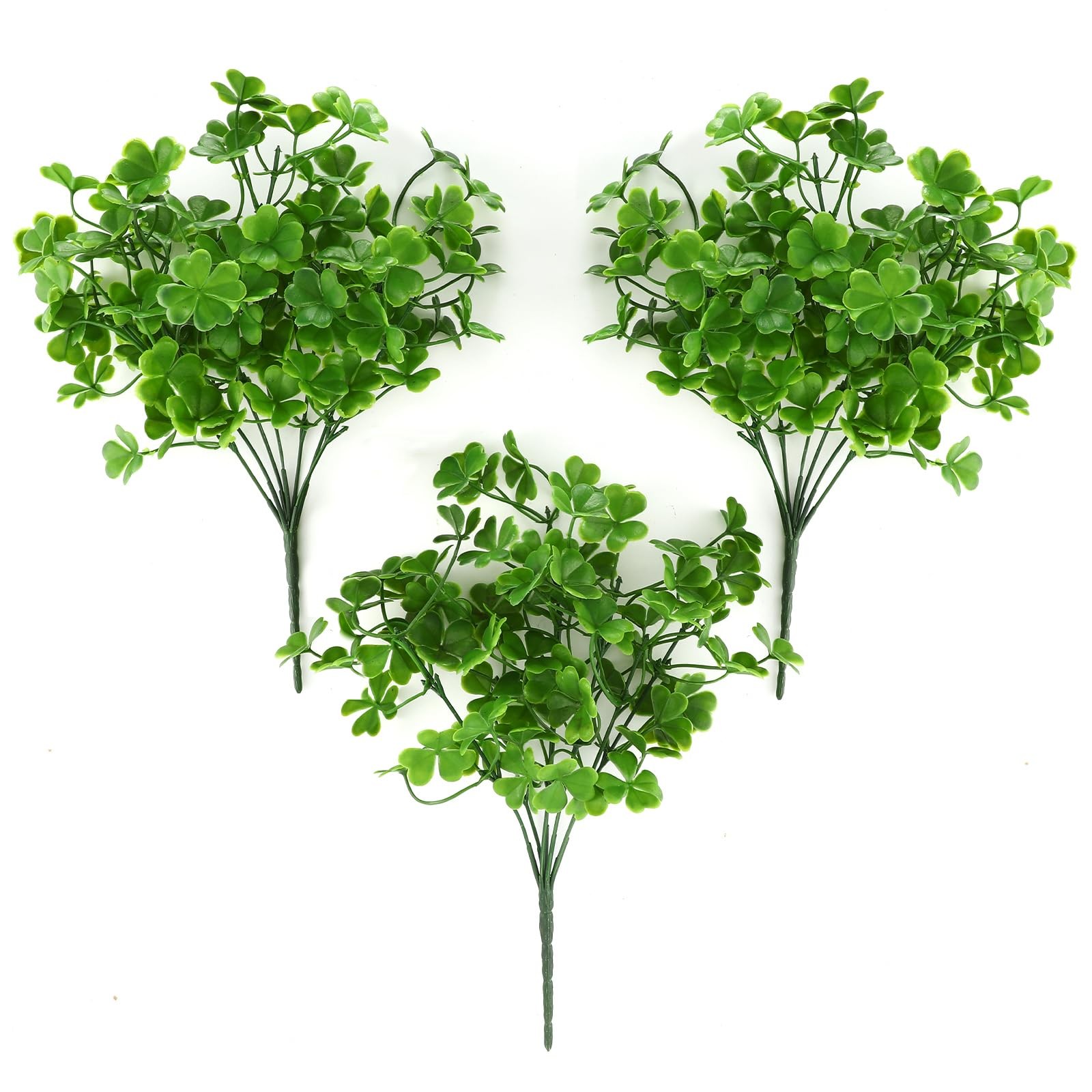 3 Pcs Artificial Shamrock Flower Bush Faux Three Leaf Clover Plants for St Pa…