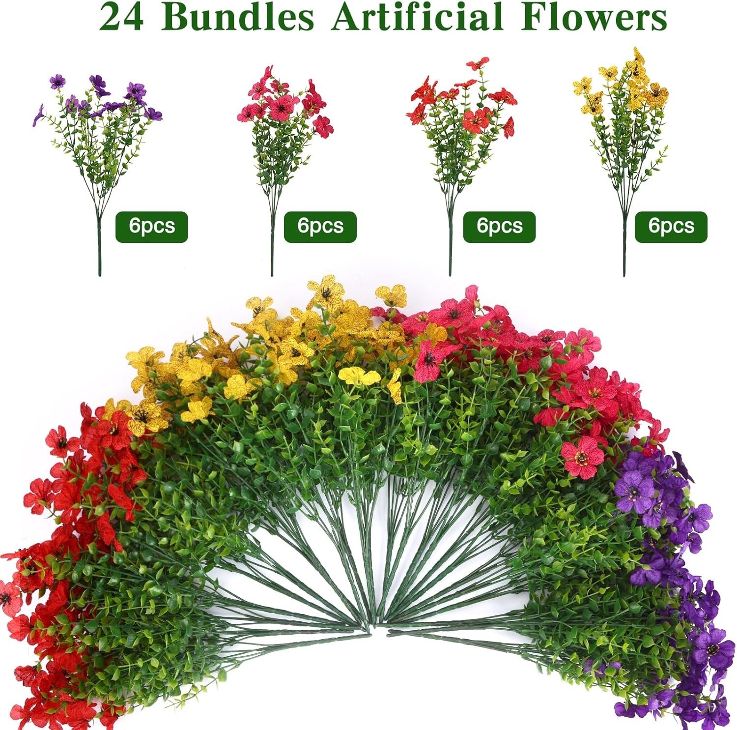Charming 24 Bundle Faux Flower Arrangement – Perfect for All Season Home Decor