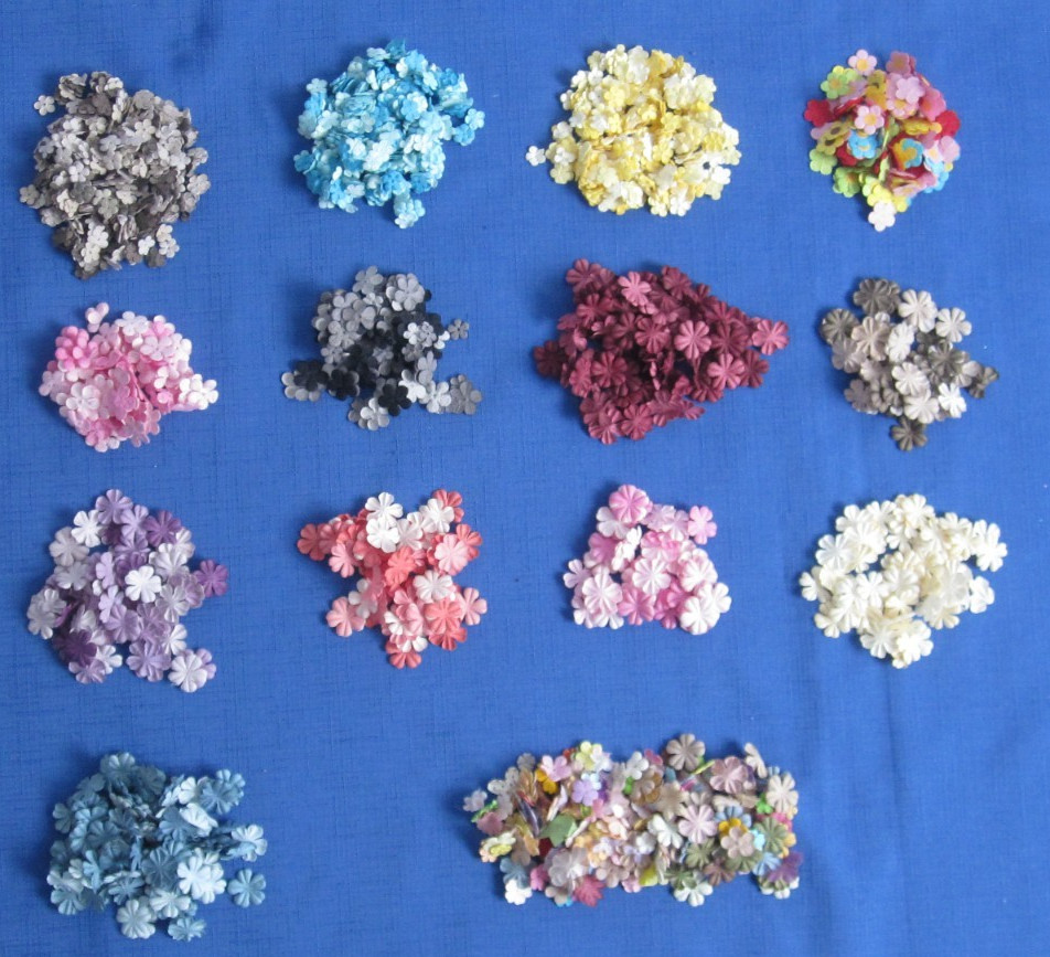 #1 Lot-14 Bags Used Mulberry Paper Flower Petals .5″-1″ Multiple Colors Sizes