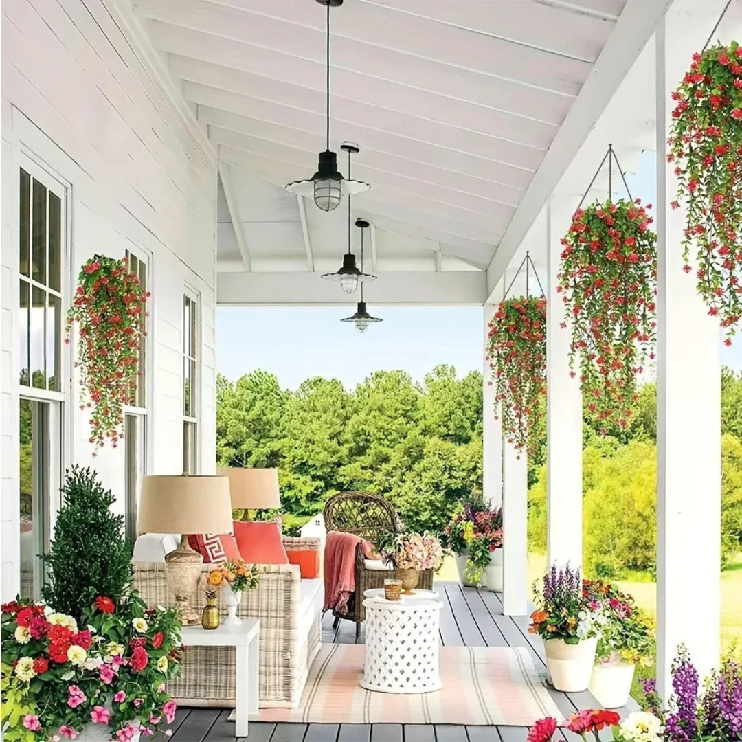 Artificial Hanging Plants 3 Pcs Faux Eucalyptus Vines Fake Outdoor UV Resistant