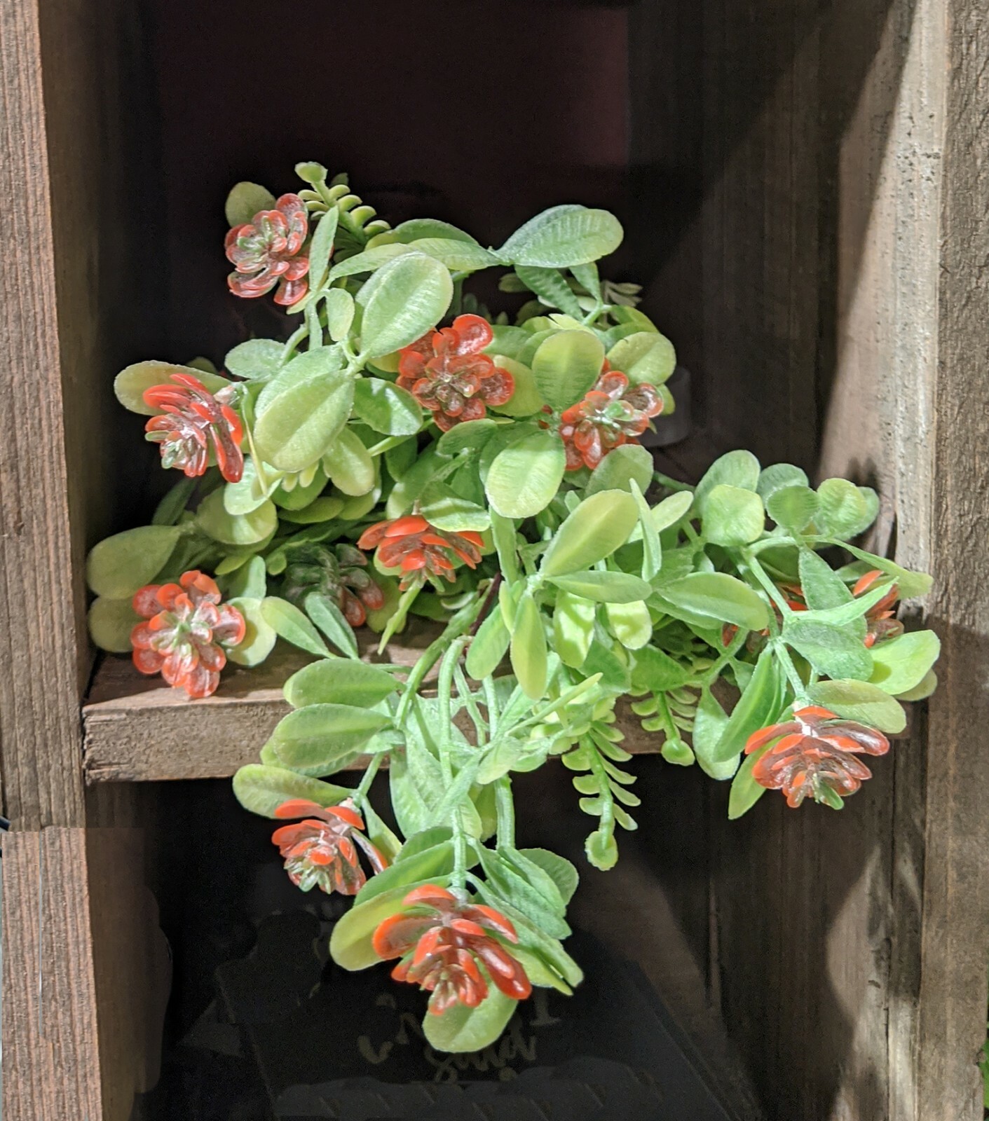 Spring Succulent Plant Bush 12″ Artificial Flower Stem~Greenery Coral Bud Pick