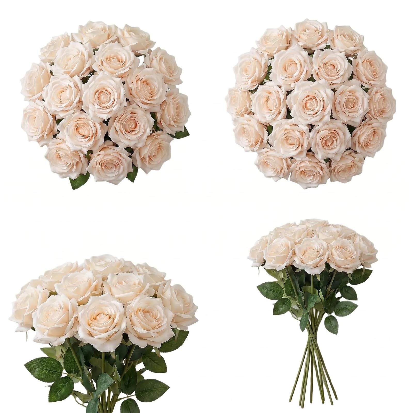 Champagne Roses Artificial Giant Flowers,50PCS 4 Inch Large Fake Roses Bulk
