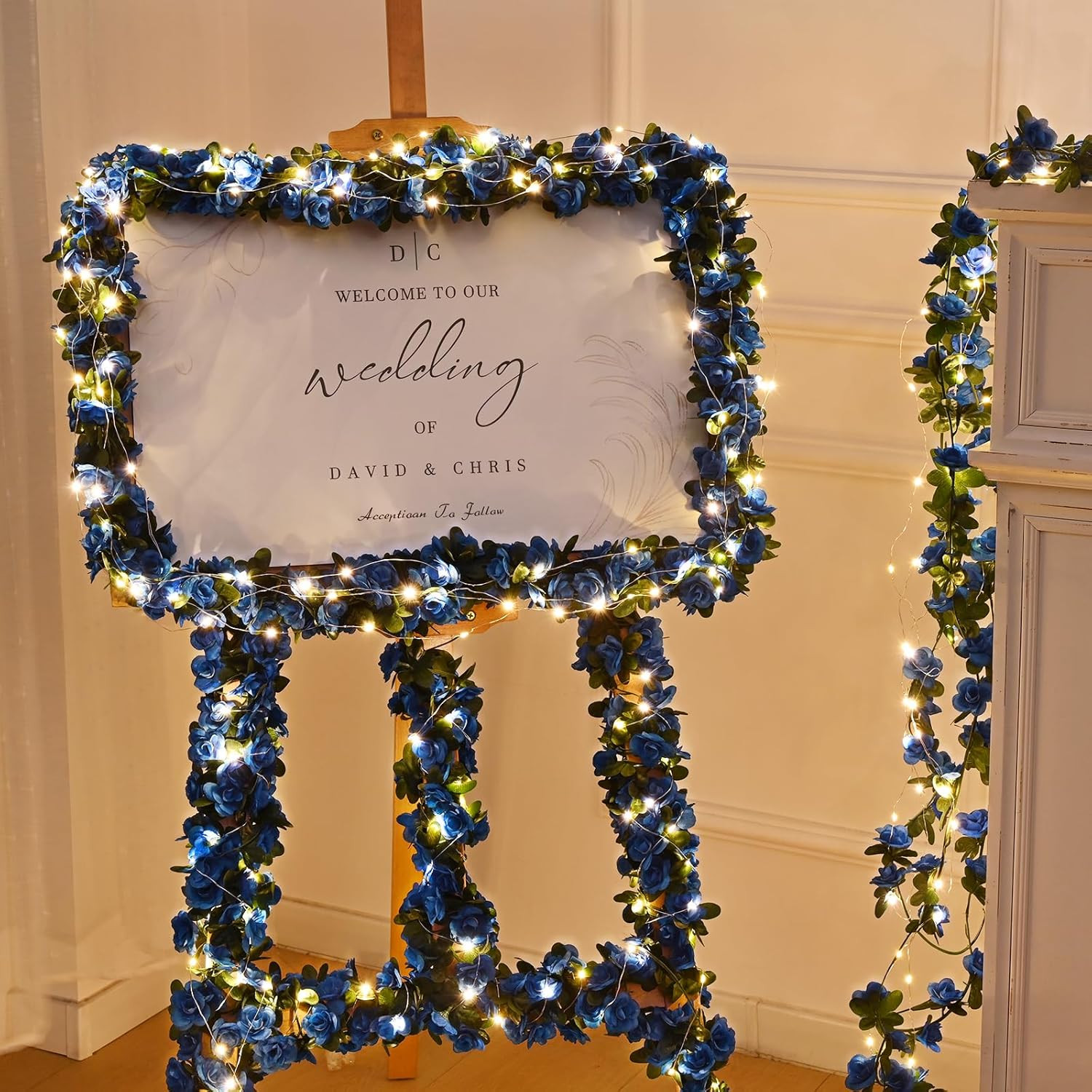 Flower Garland Rose Vines, 5 Strands 41Ft Flowers Vines for Bedroom, Rose Flower