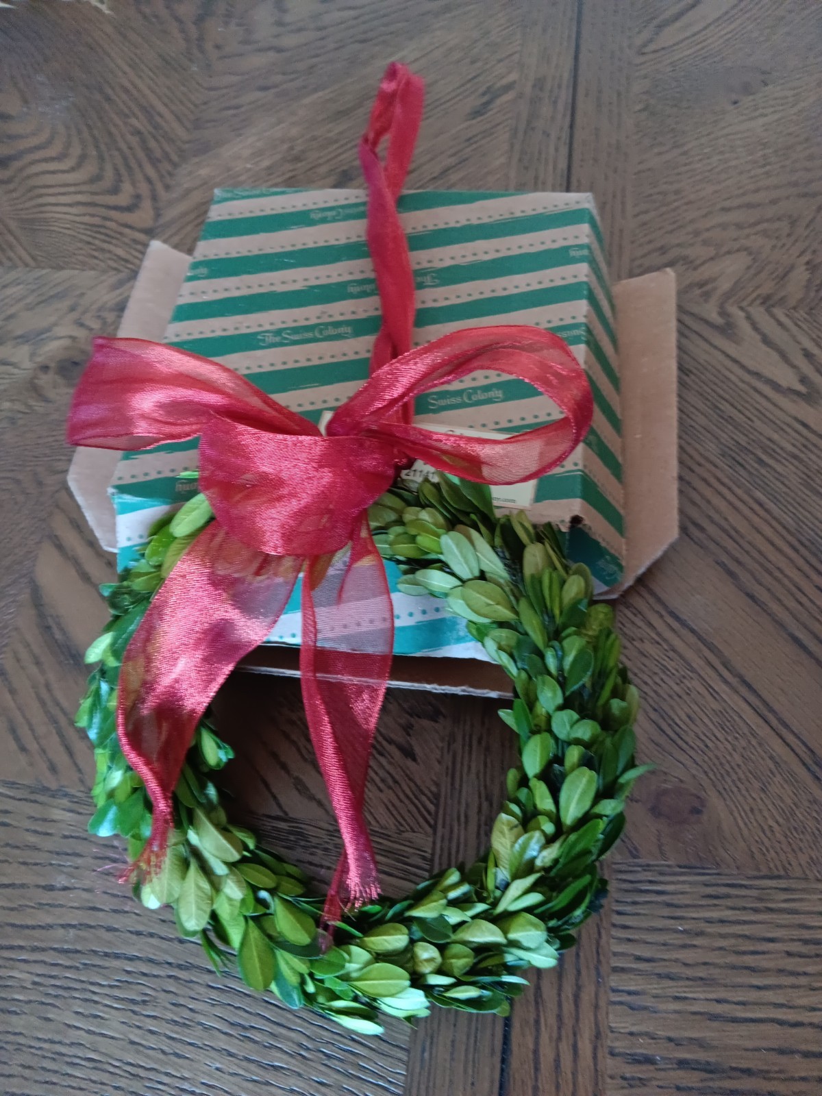 Preserved Boxwood Wreath 7″ Swiss Colony Box RARE