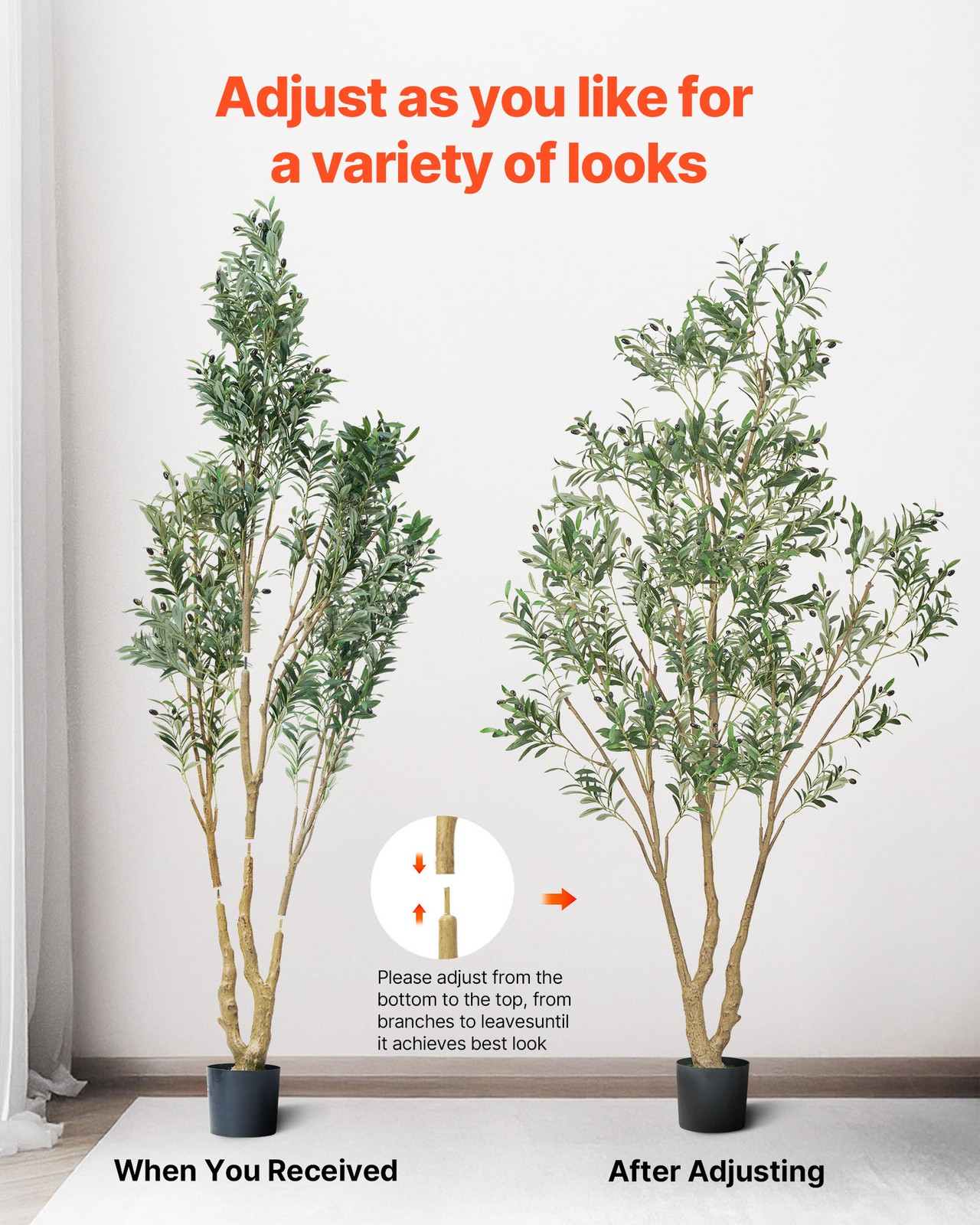 VEVOR 8FT Artificial Olive Tree Tall Fake Plant Black Pot for Home Office Use