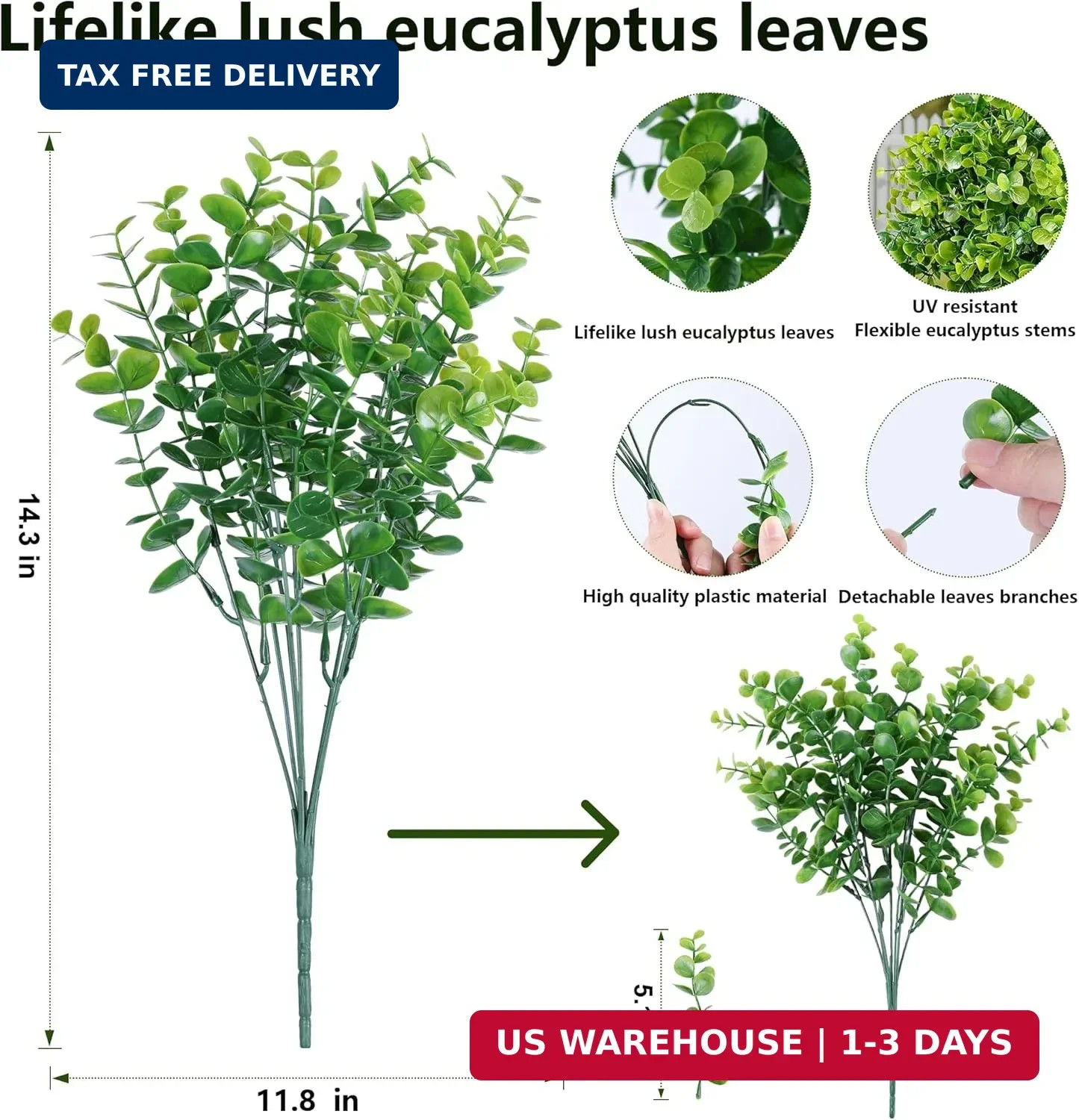 Artificial Faux Outdoor Plants for Spring Summer Decoration, 12 Bundles Fake Pla