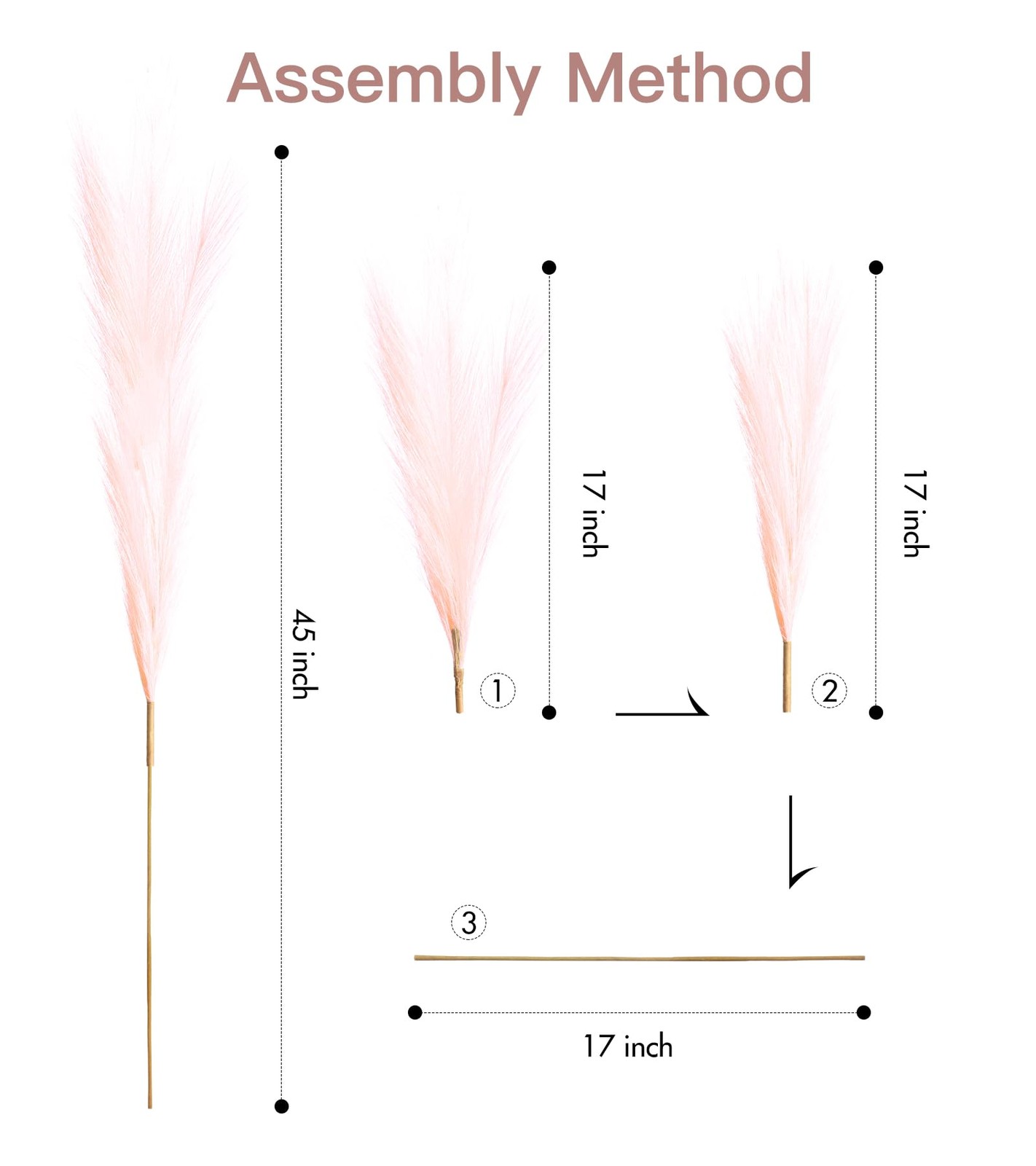 9 Pcs 45″ Tall Pampas Grass Pink Decor, Long Stem Artificial Flower Floor Vas…