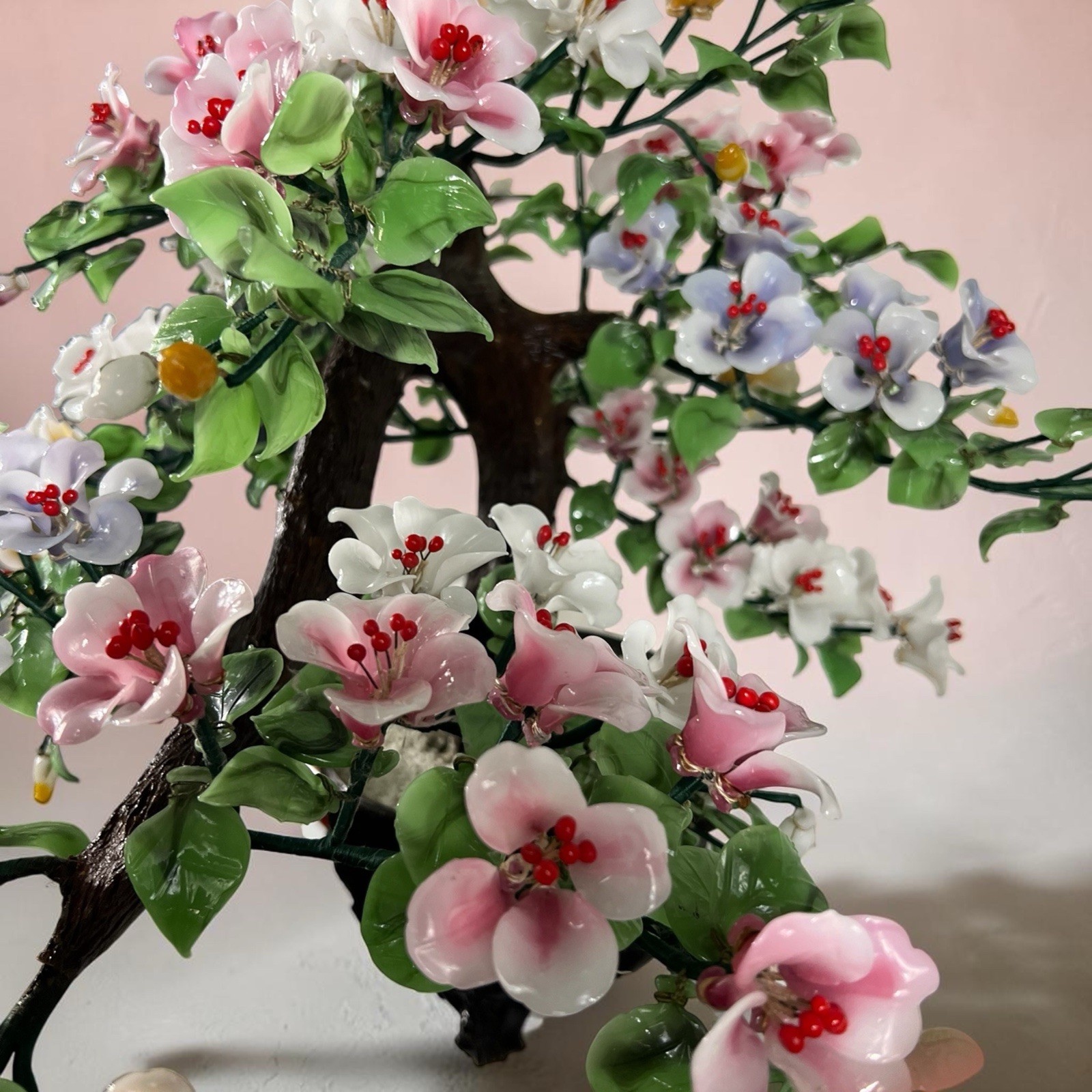 Vintage Large Glass Flower Bonsai Tree Sculpture Handcrafted Flo Arrangement 37”