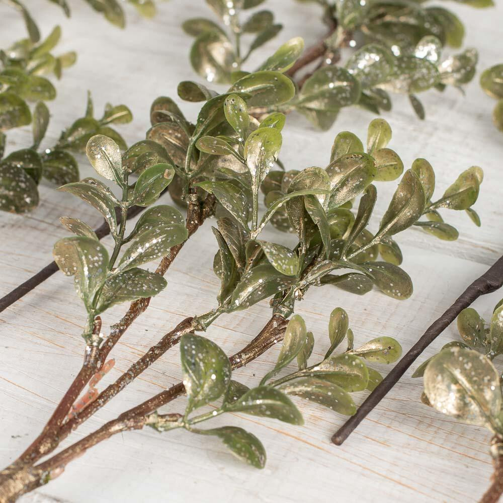 Set of 36 Factory Direct Craft Gold Glittered Artificial Leaf Stems