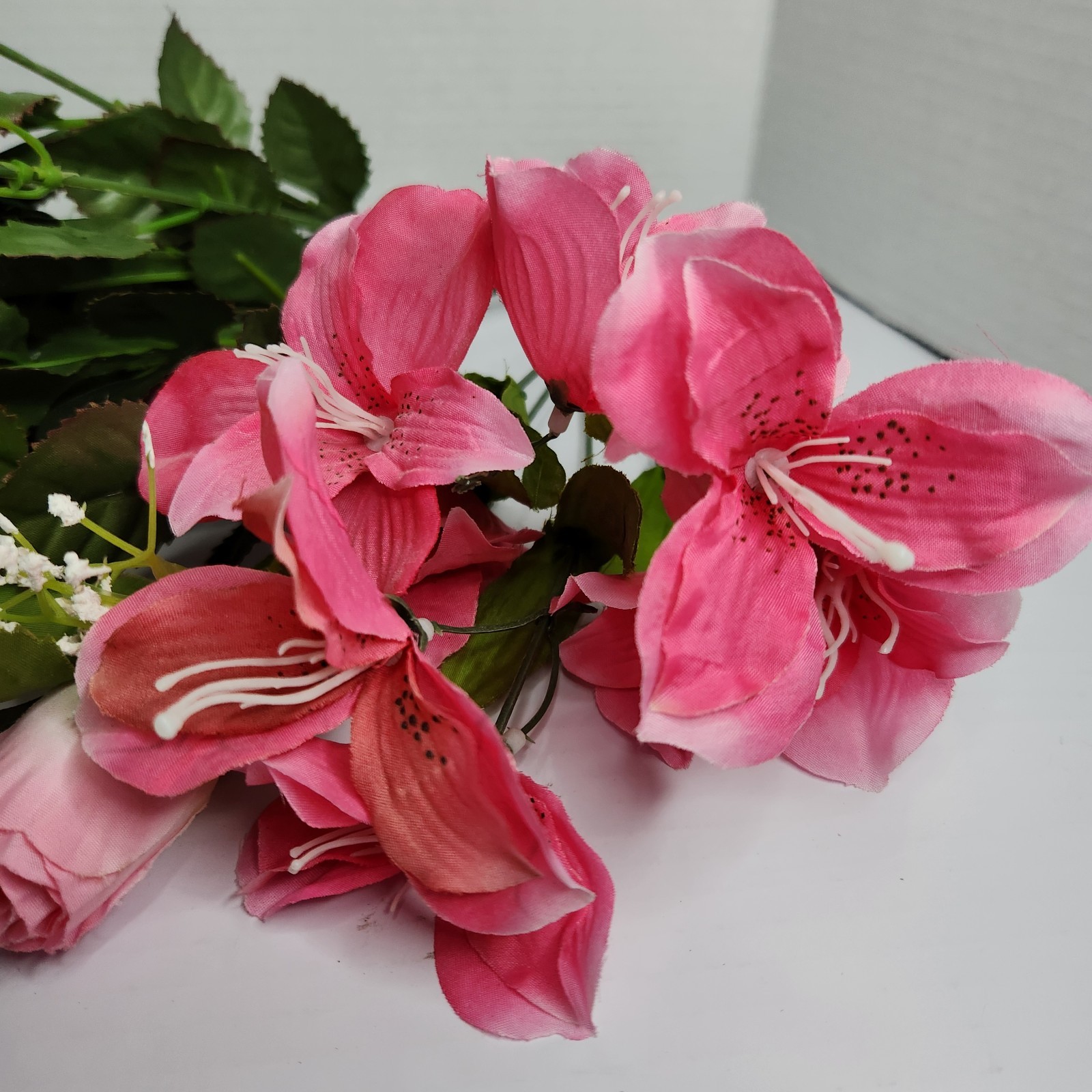 Artificial Silk Flower Lot Roses Lily Pink White Floral Craft Wedding Decor