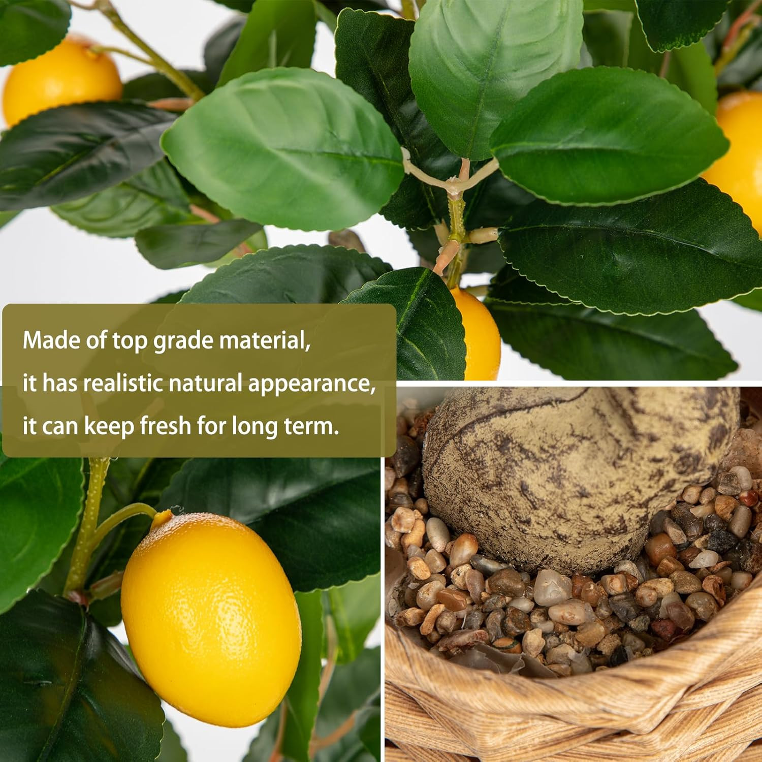 Artificial Potted Plants 17.3 Inches Small Fake Lemon Tree Artificial Lemons Cit