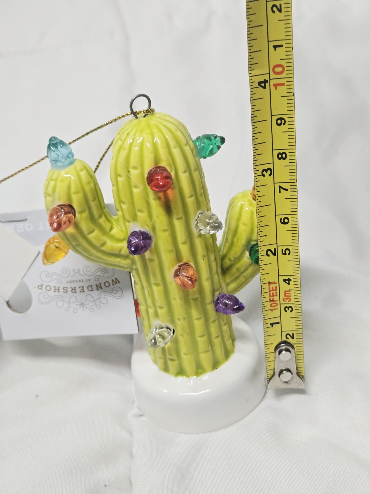 New Ceramic Cactus Tree with Lights Sage Green Boho Cactus Decor Colored Lights