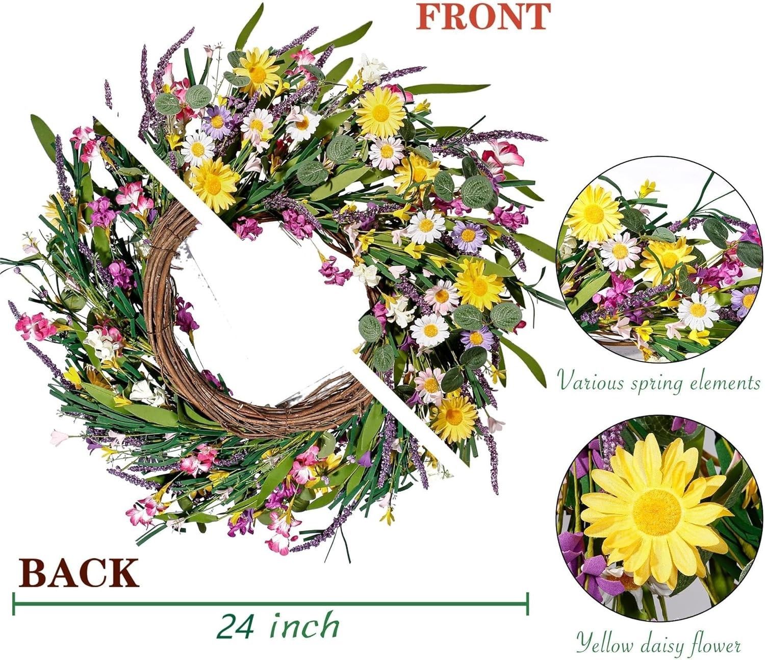 Handmade 22” Wildflower Wreath – Perfect for Homes, Weddings & Festivals