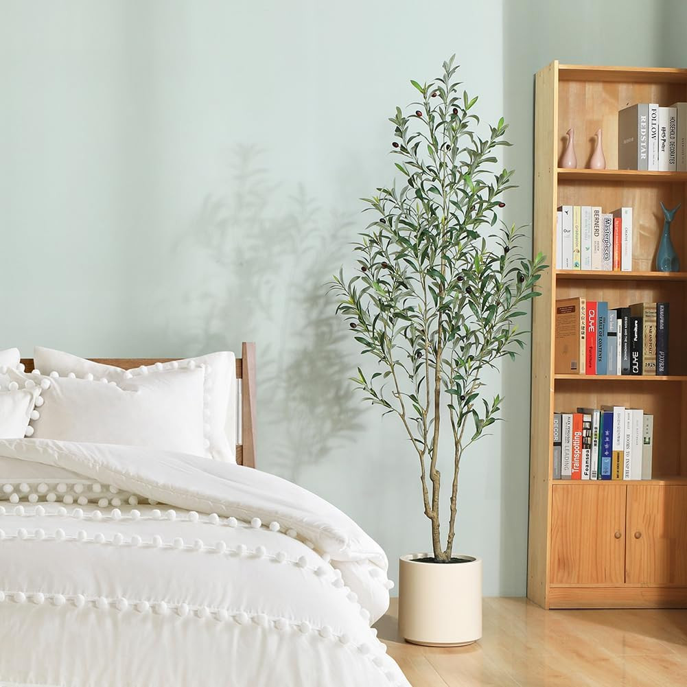 Artificial Olive Trees, 6 Ft Tall Fake Olive Trees for Indoor, Faux Olive Silk T