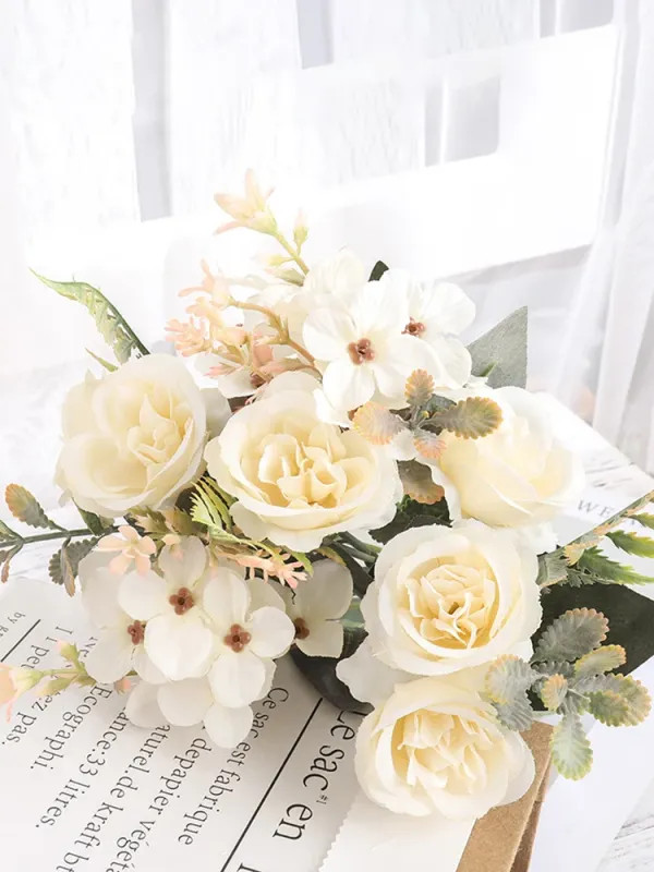 Home Decor Roses Autumn Artificial Flowers Silk Peony Hydrangea Big Bride