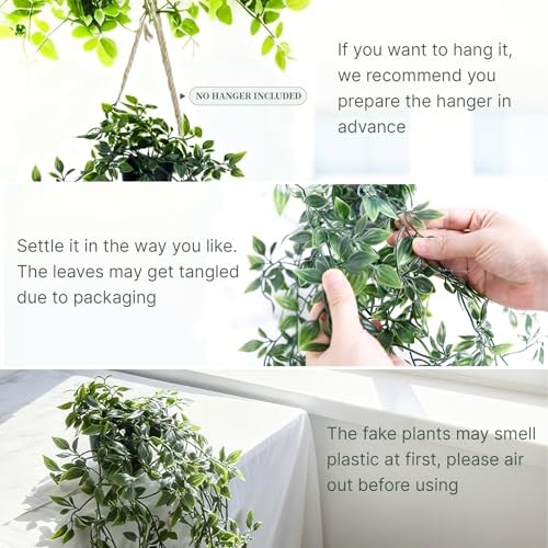 Artificial Hanging Plants for Shelf, Fake Potted Greenery 1-pack Mandala Vines