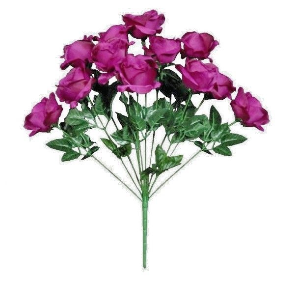 Plum 12-4″ Rose 21″ Bush Silk Flower Home Wedding General Decor Outdoor Craft US