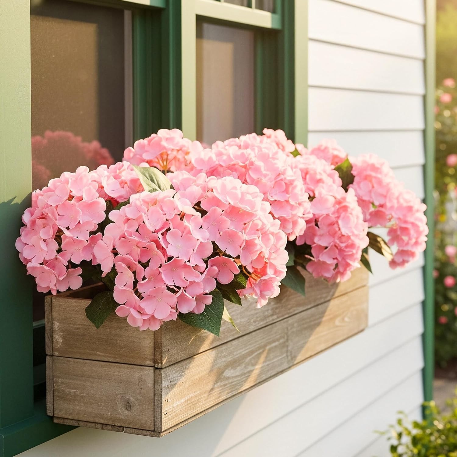 6 Bundles Hydrangea Artificial Flowers Outdoors & Indoor Bulk 30 Heads UV