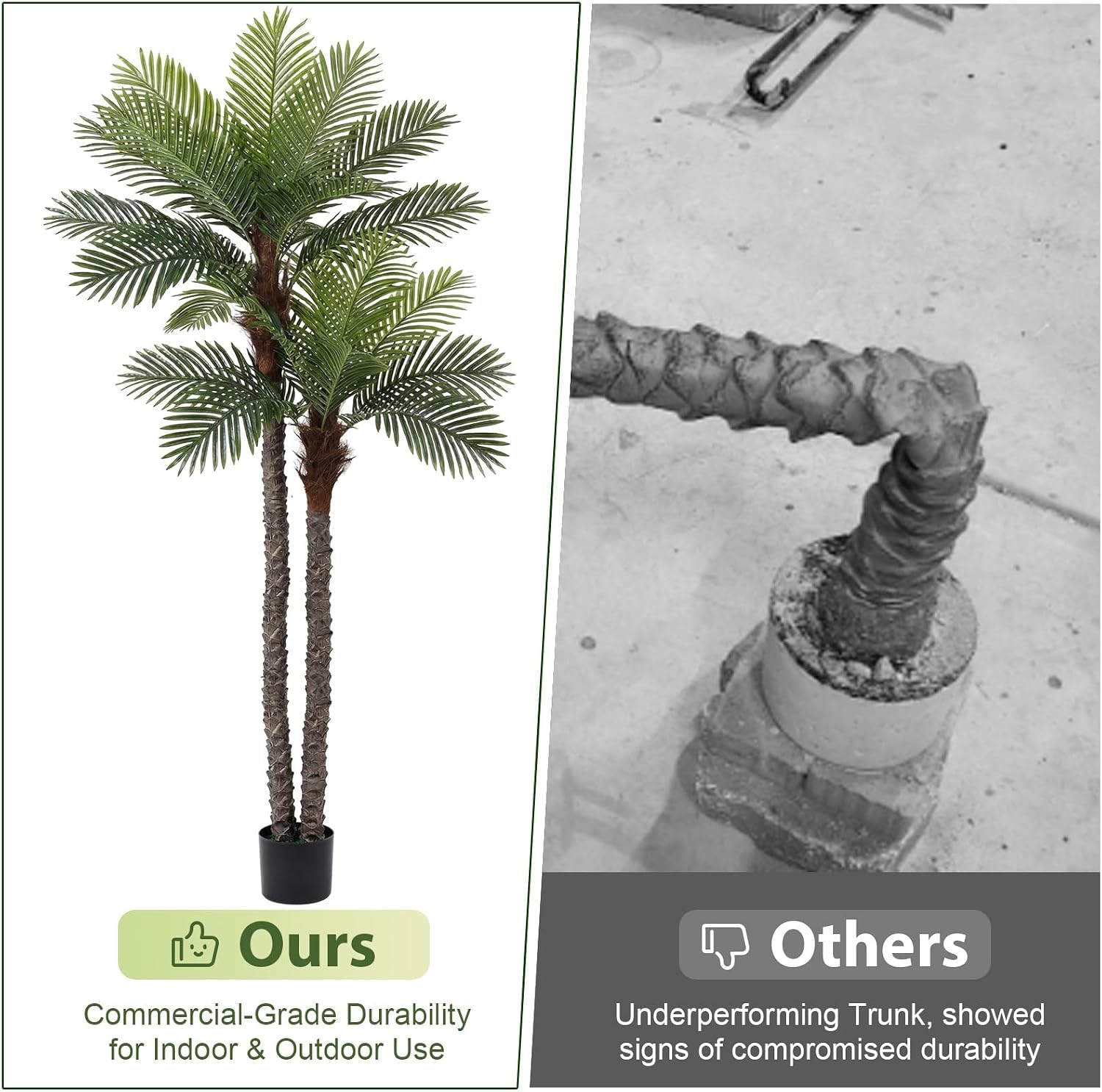 8FT Faux Palm Tree Artificial Golden Cane Palm Tree Outdoor Indoor Fake Tree